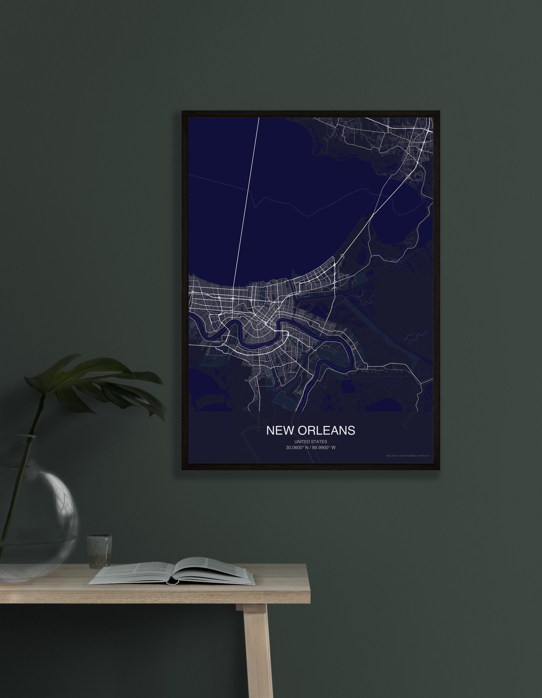 New Orleans map digital download - Dark style