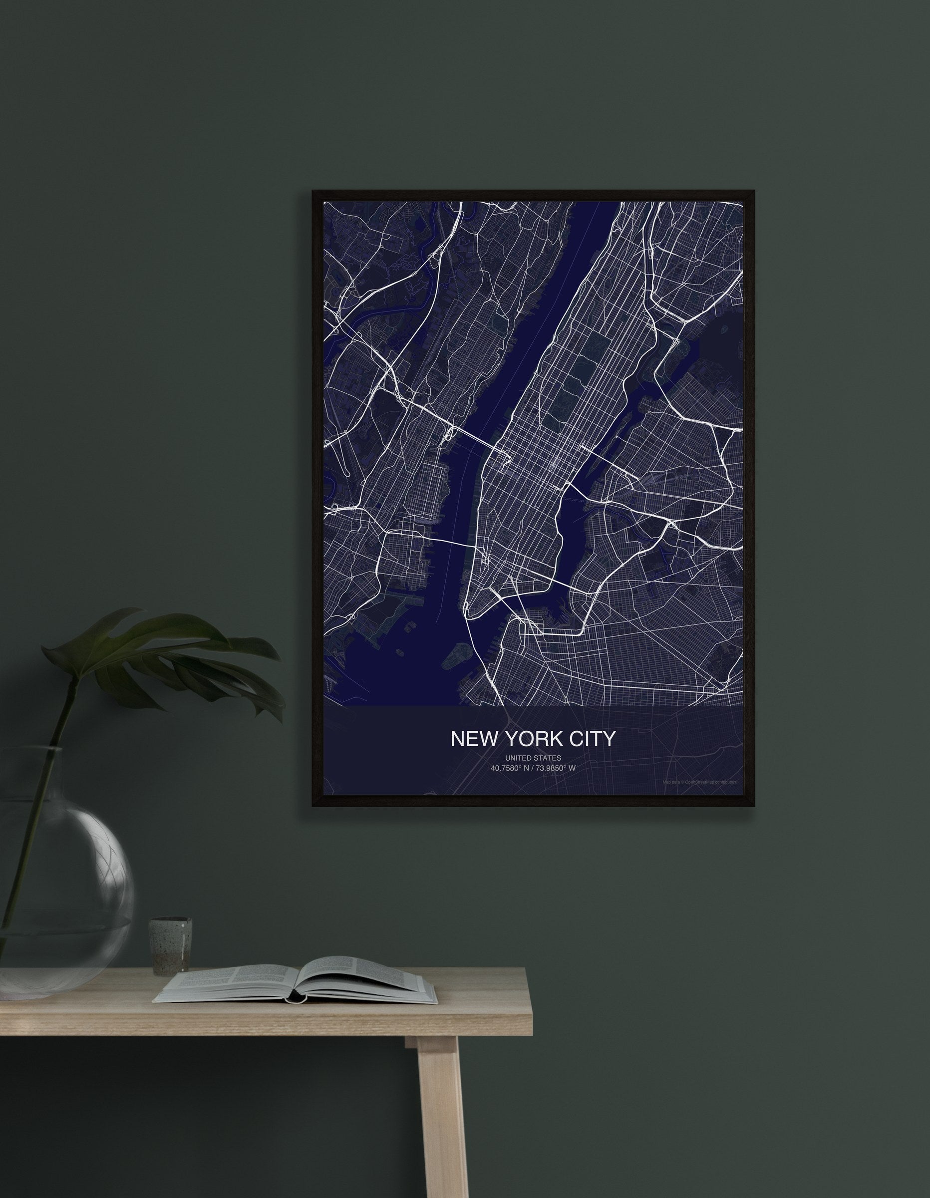 New York City map digital download - Dark style