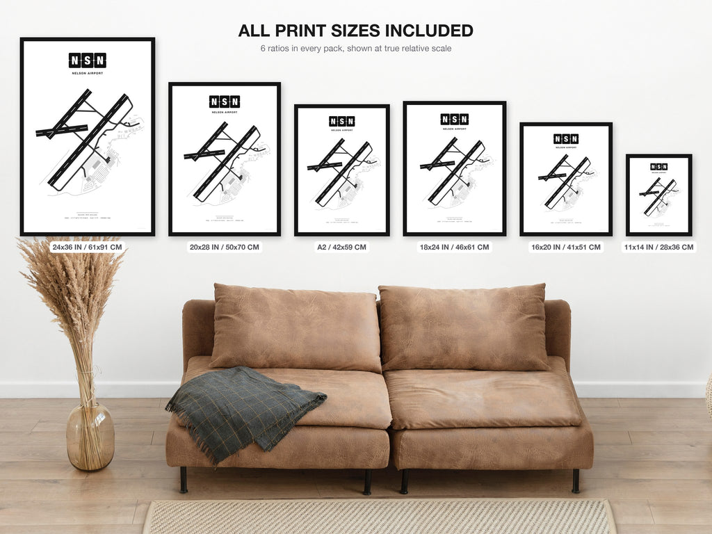 NSN Nelson Airport map - all print sizes included, Classic