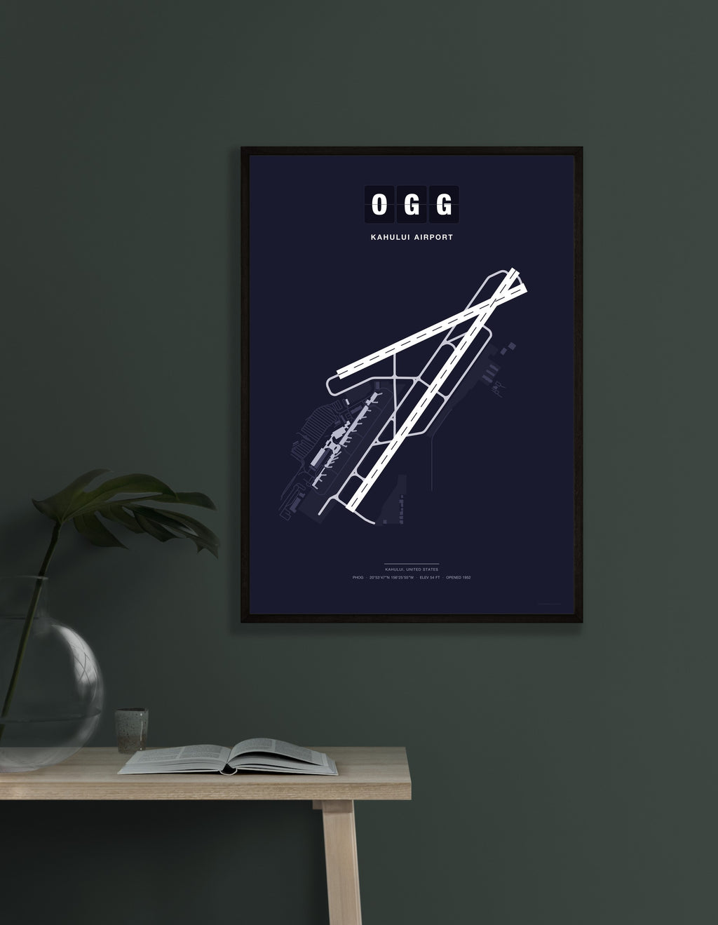 OGG Kahului Airport map - Dark style