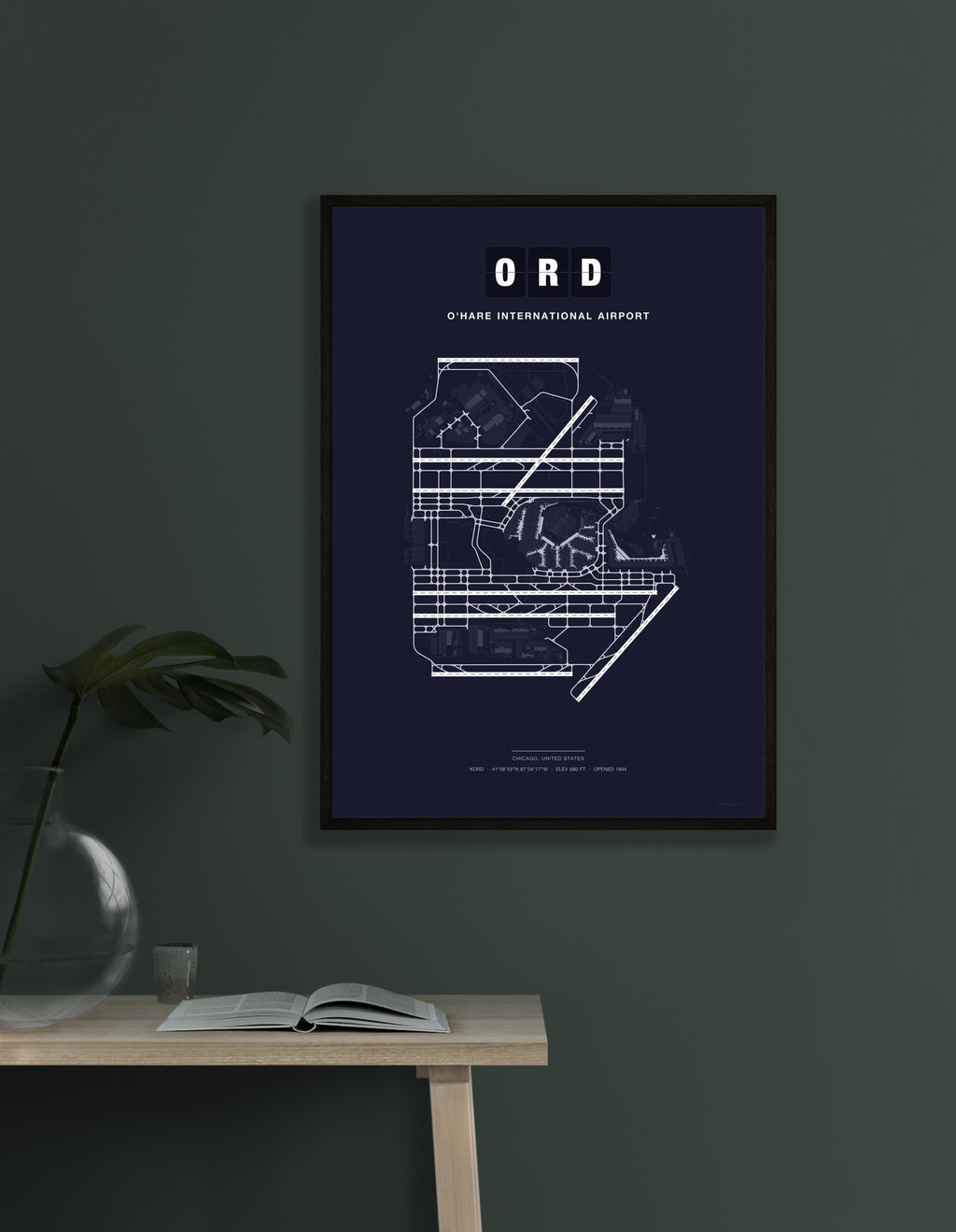 ORD O'Hare International Airport map - Dark style