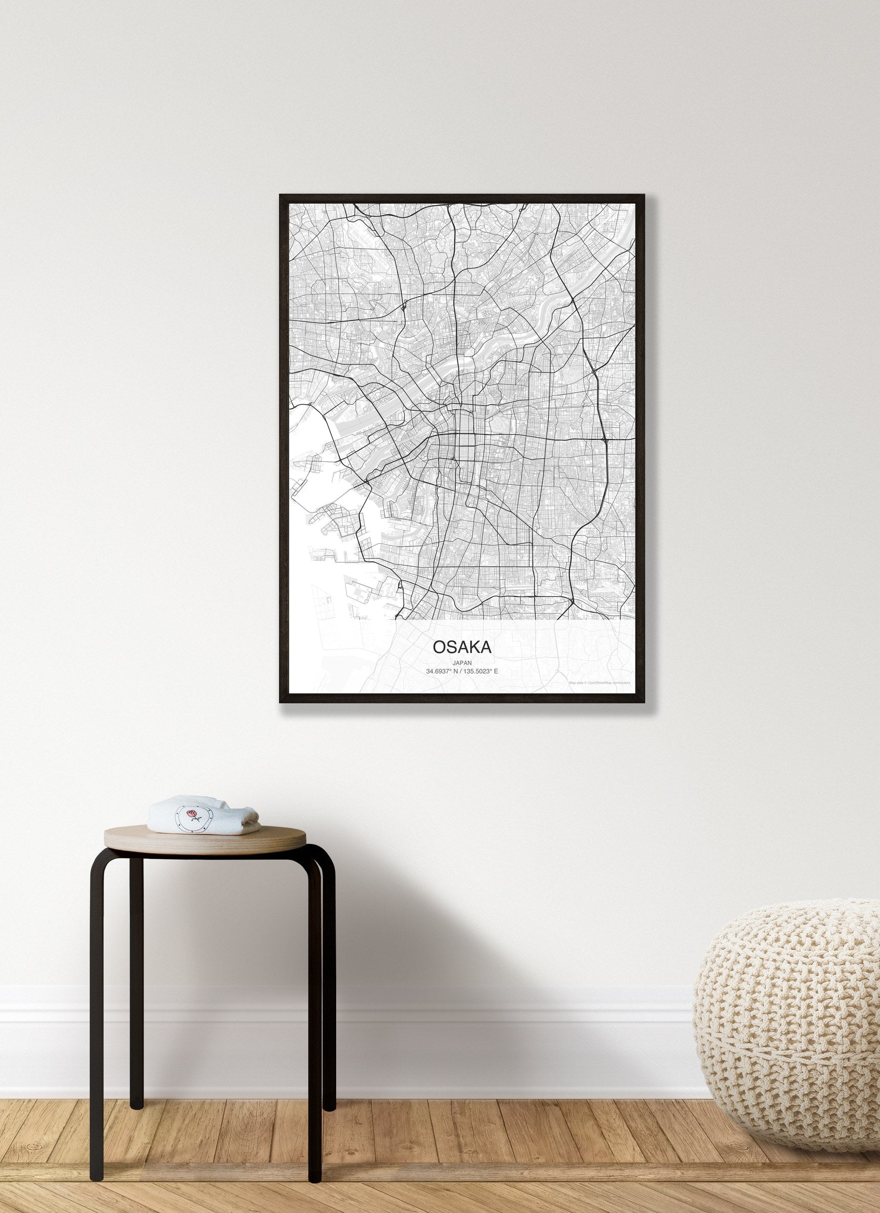 Osaka map digital download - Classic style
