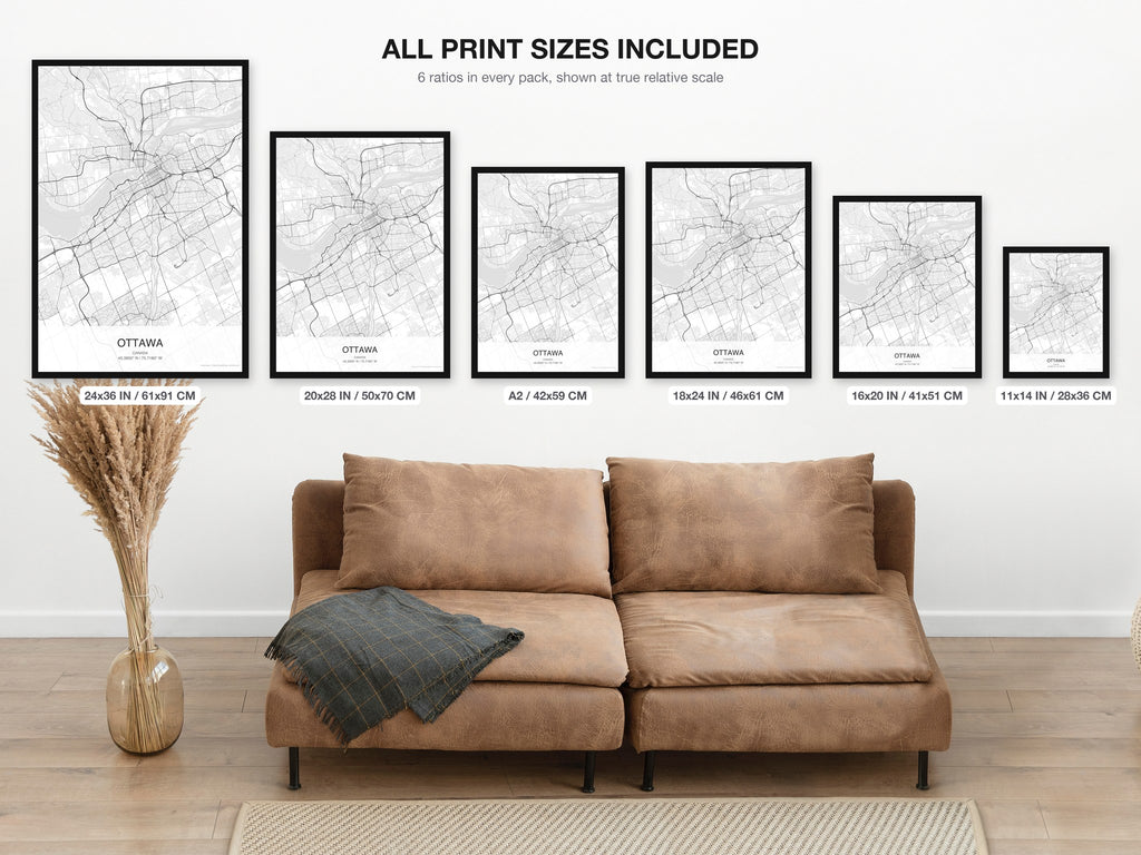 Ottawa map digital download - all print sizes included, Classic