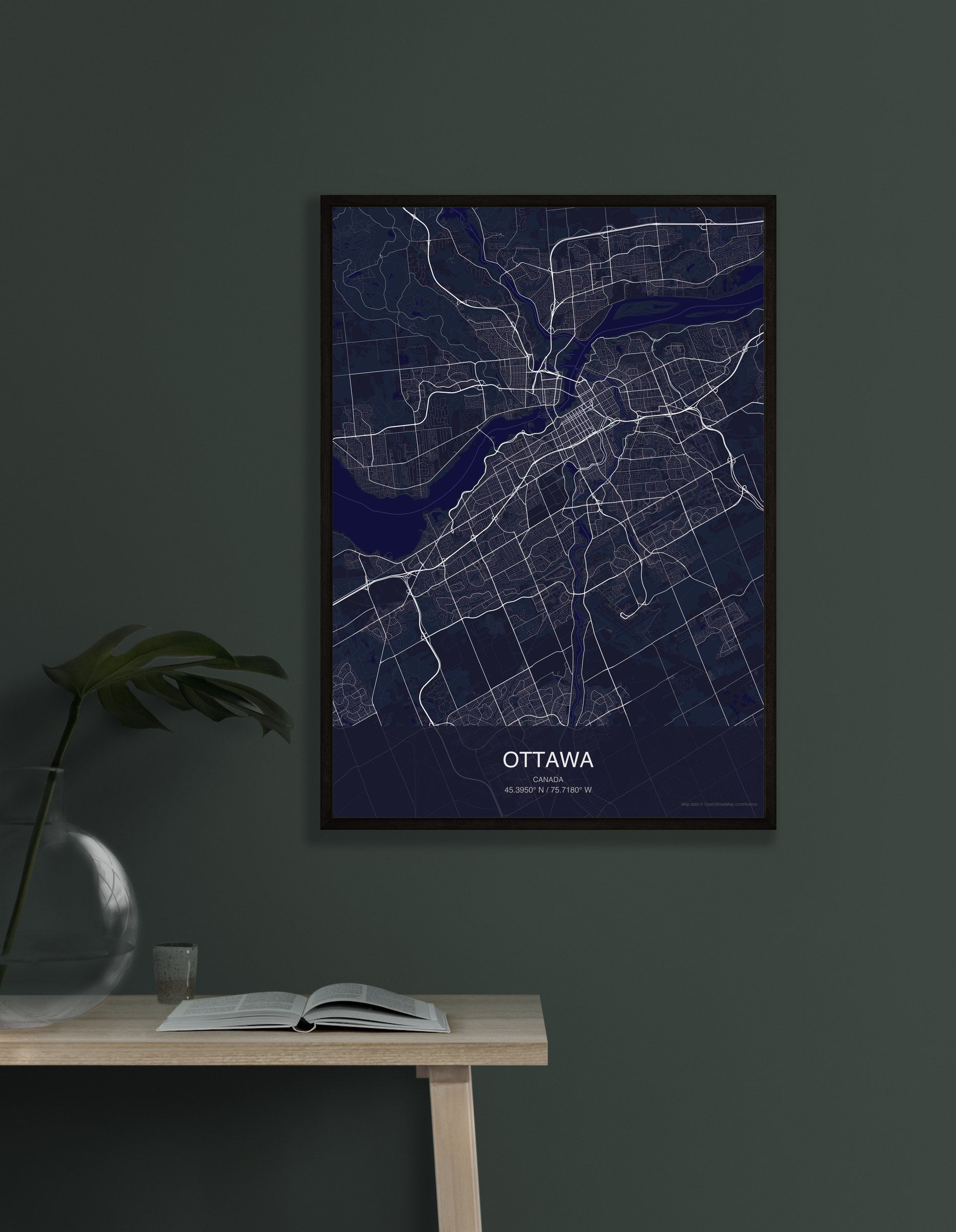 Ottawa map digital download - Dark style