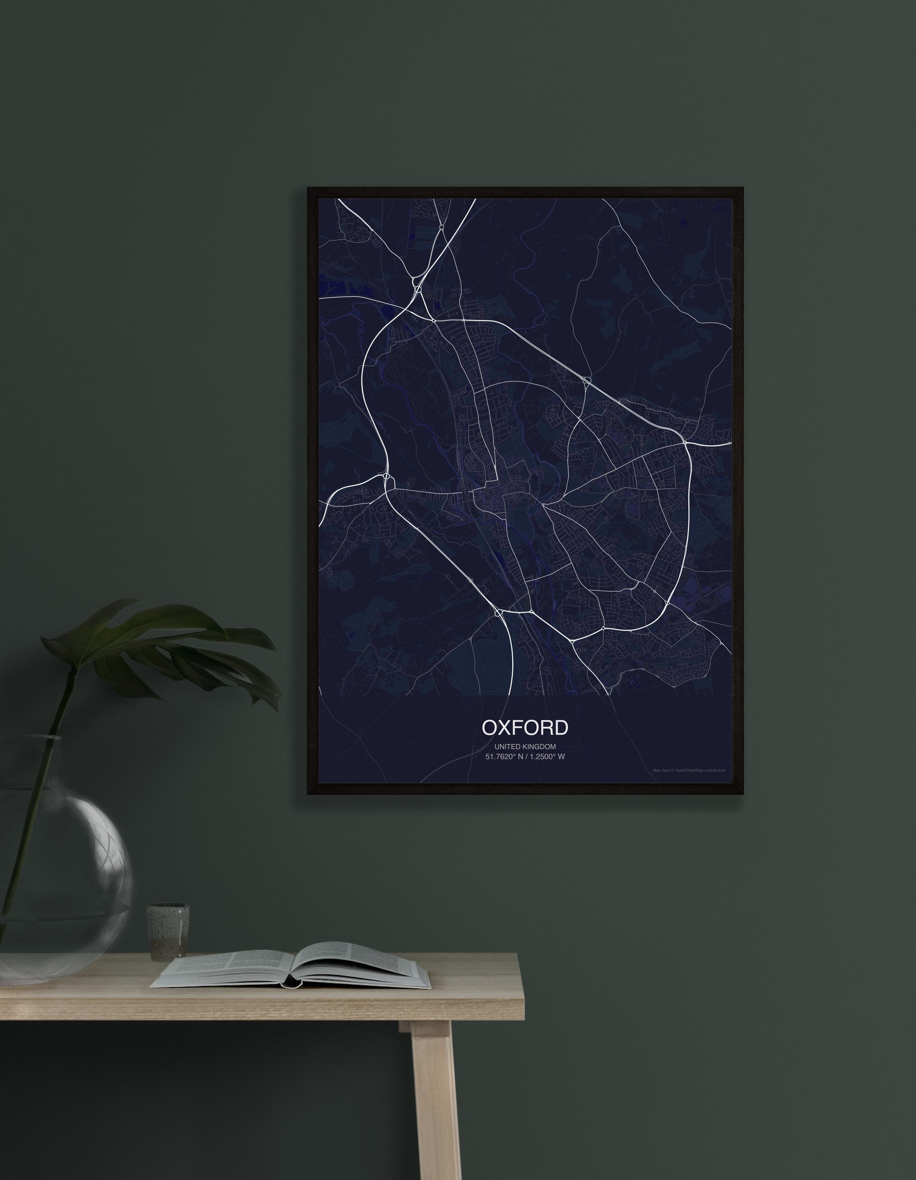 Oxford map digital download - Dark style