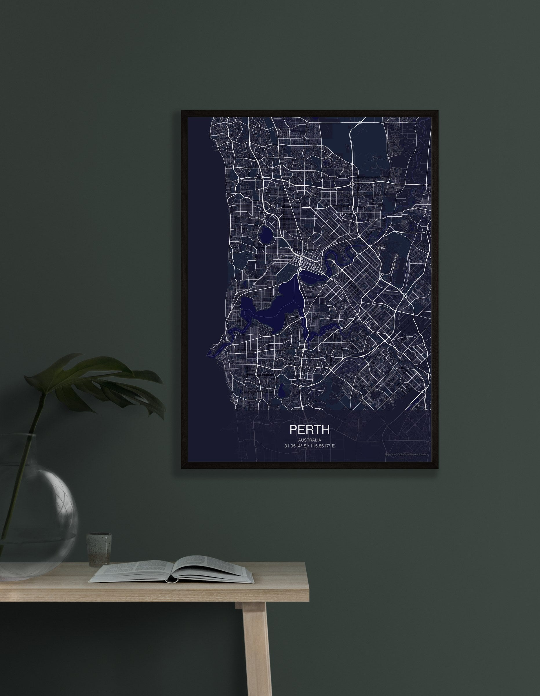 Perth map digital download - Dark style