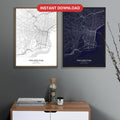 Philadelphia map digital download - Classic and Dark styles, instant download, square lead