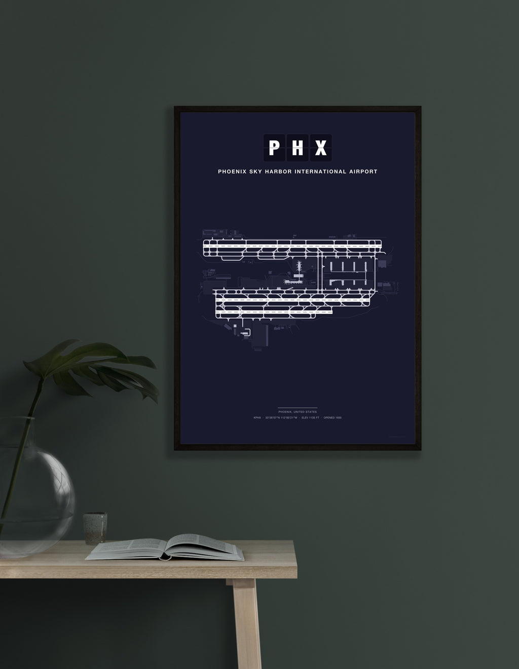 PHX Phoenix Sky Harbor International Airport map - Dark style