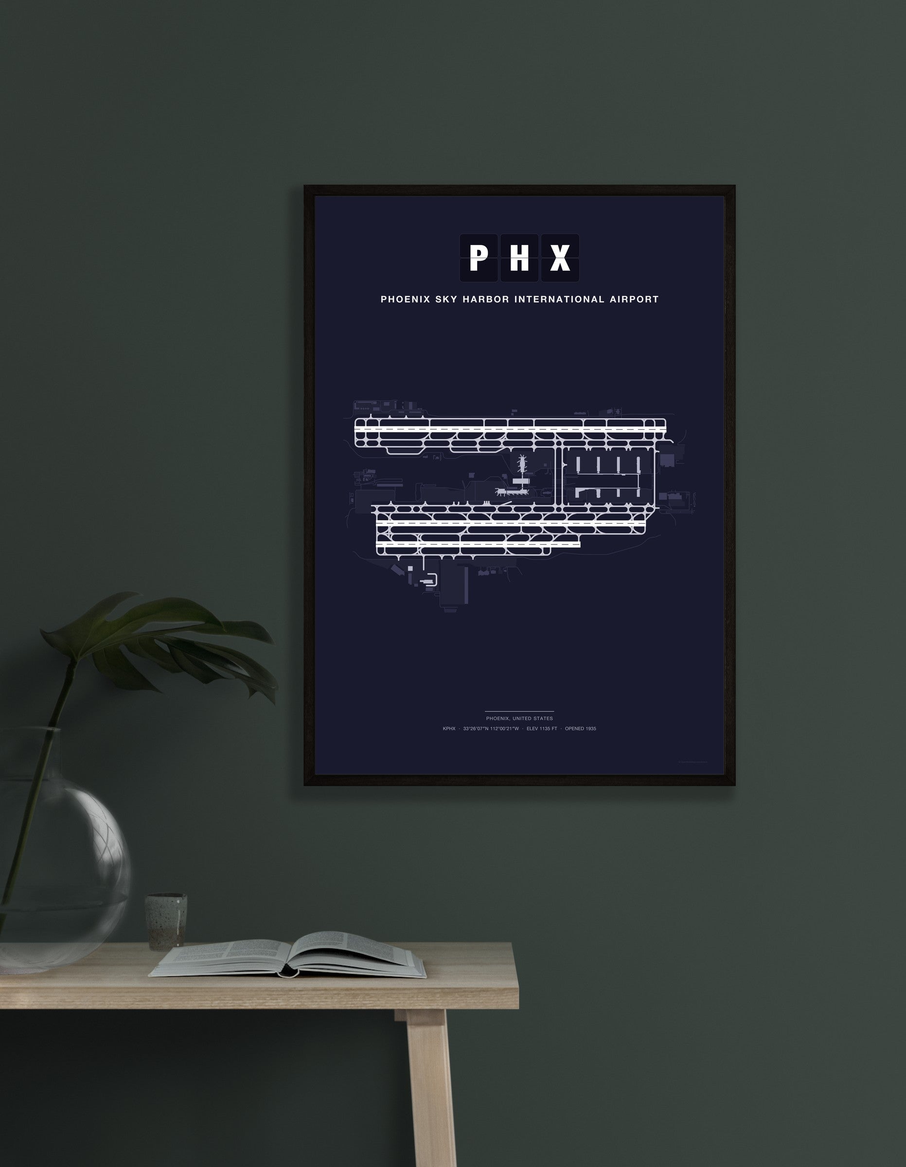 PHX Phoenix Sky Harbor International Airport map - Dark style