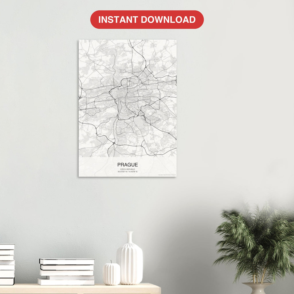 Prague map digital download — Classic style, instant download