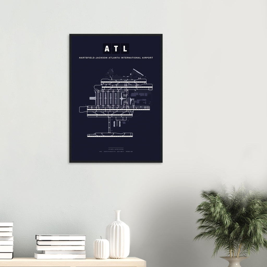 ATL Hartsfield-Jackson Atlanta International Airport Map Poster - Dark