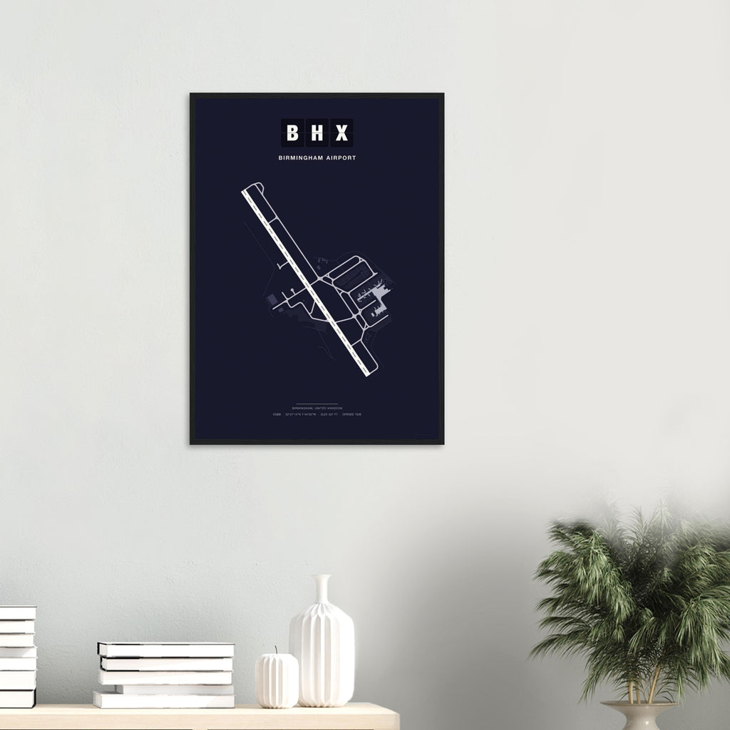 BHX Birmingham Airport Map Poster - Dark