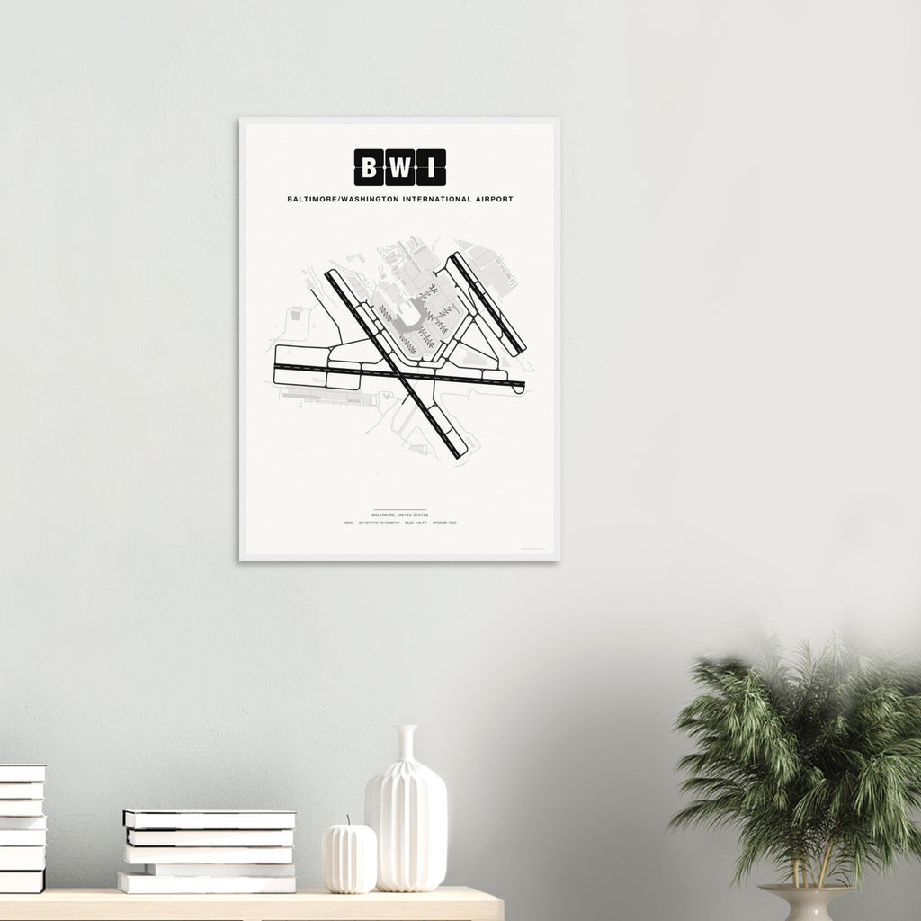 BWI Baltimore/Washington International Airport Map Poster - Classic