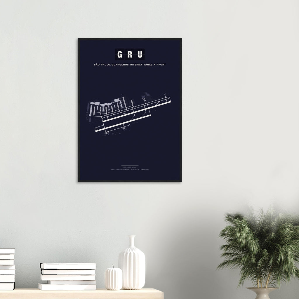 GRU São Paulo/Guarulhos International Airport Map Poster - Dark