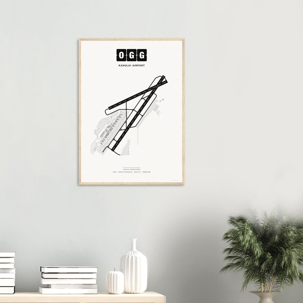 OGG Kahului Airport Map Poster - Classic