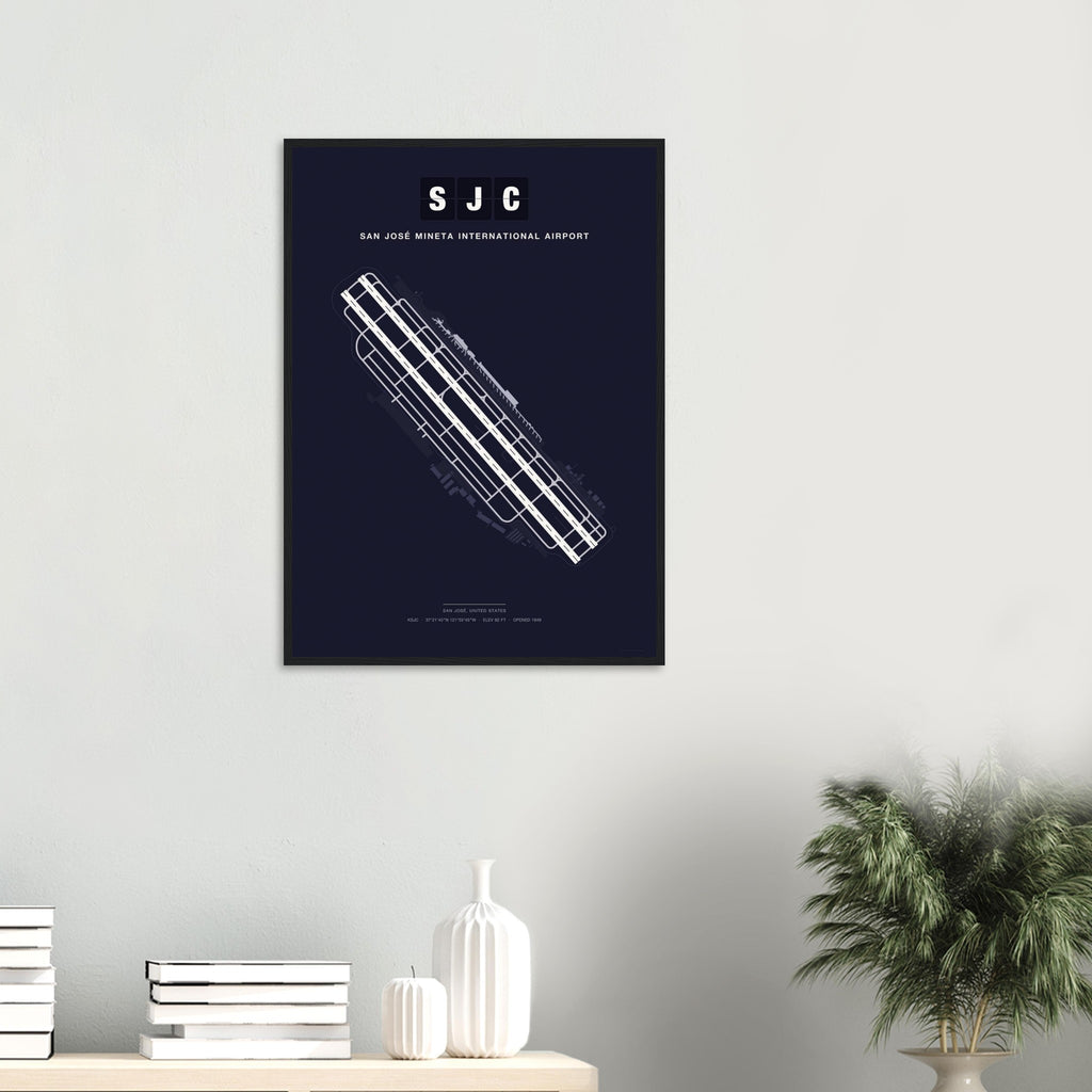 SJC San José Mineta International Airport Map Poster - Dark