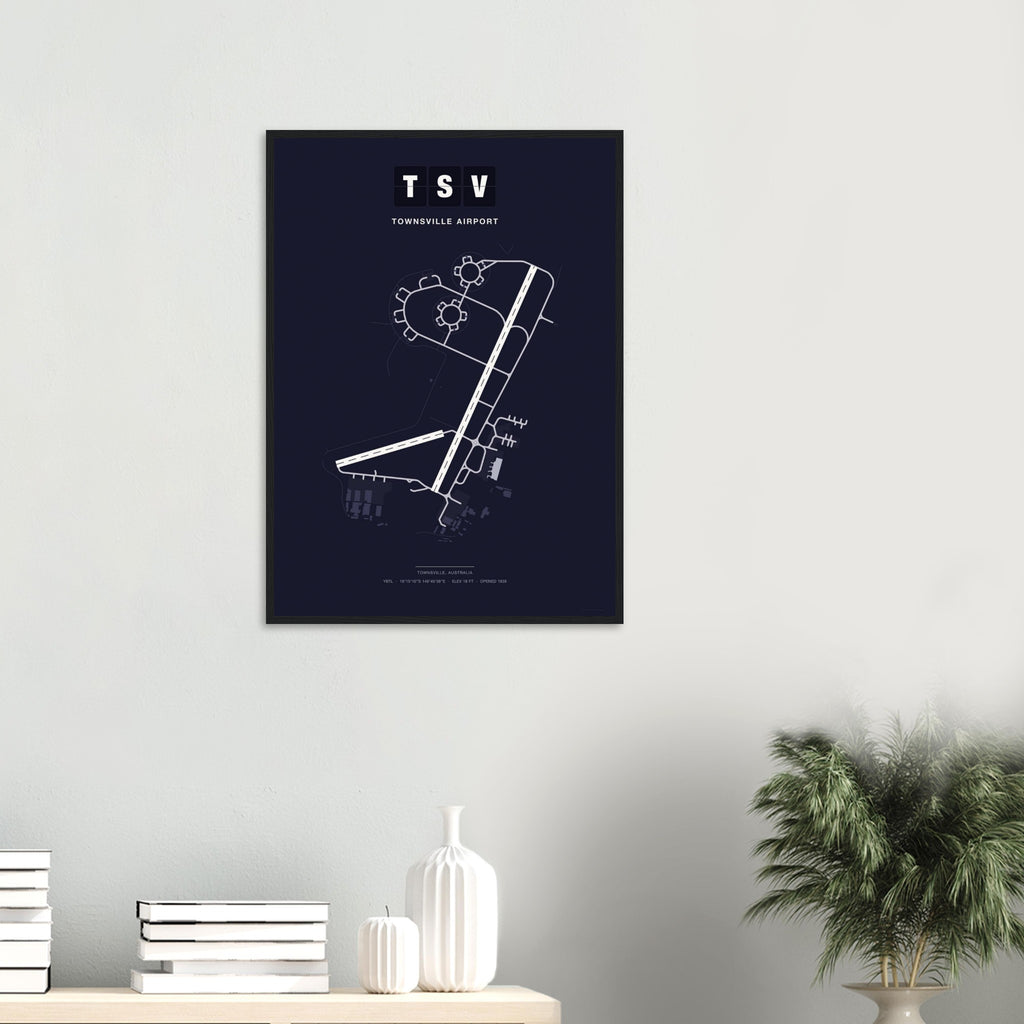 TSV Townsville Airport Map Poster - Dark