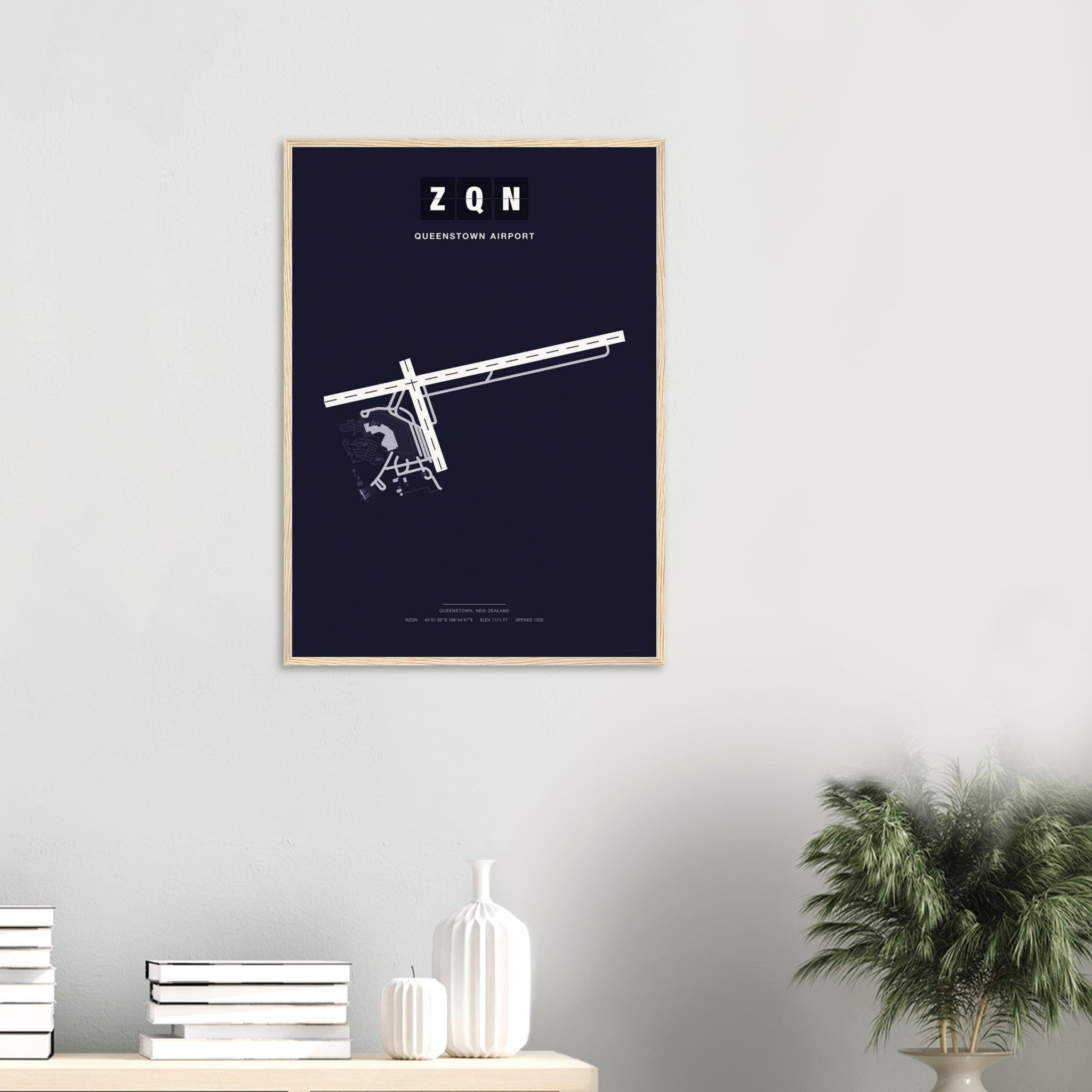 ZQN Queenstown Airport Map Poster - Dark