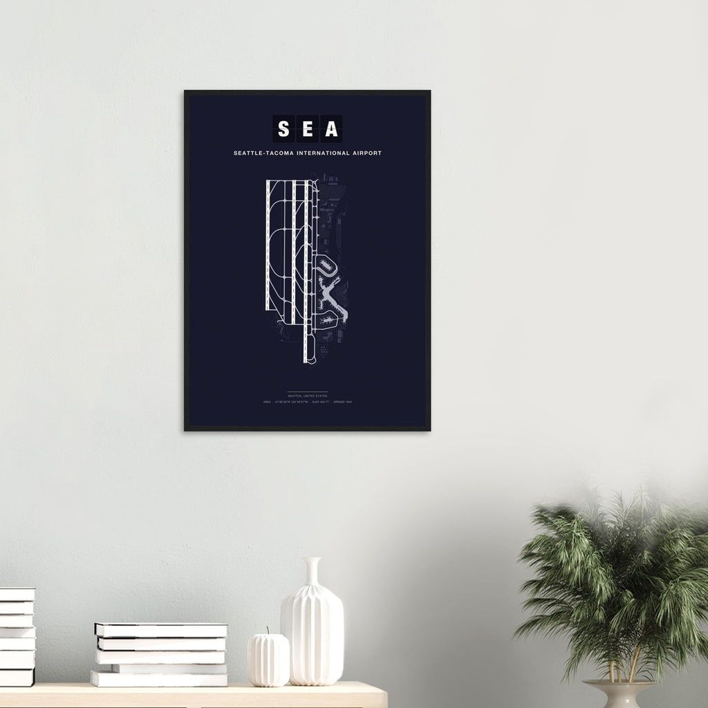SEA Seattle-Tacoma International Airport Map Poster - Dark