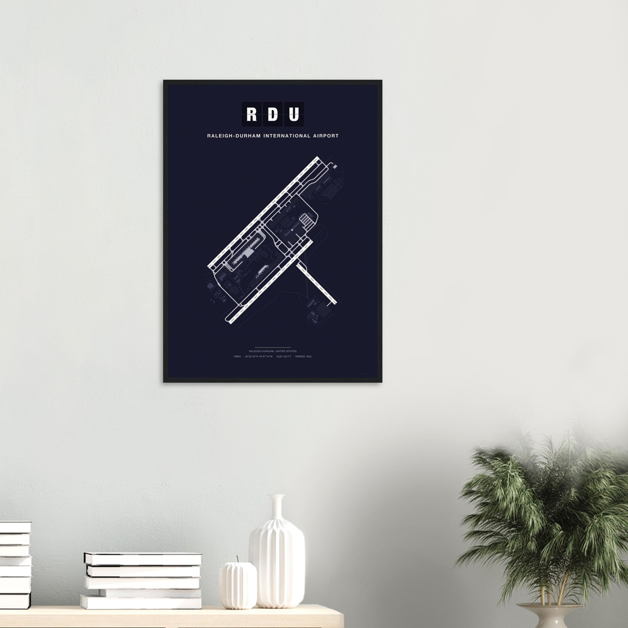RDU Raleigh-Durham International Airport Map Poster - Dark