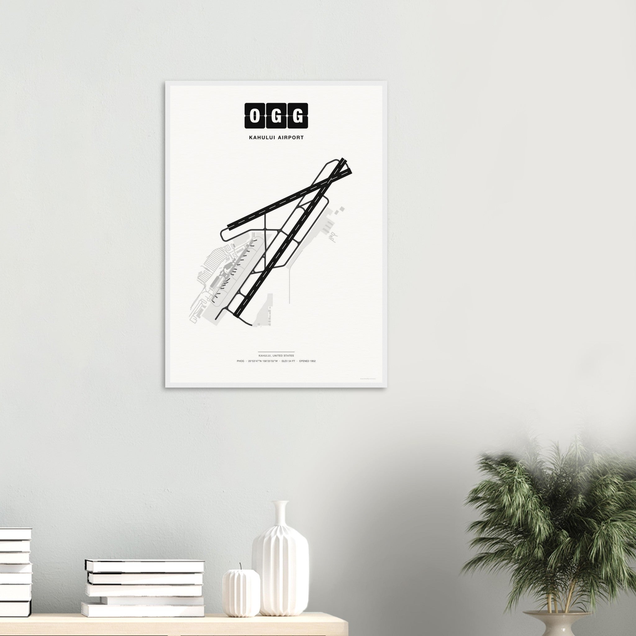 OGG Kahului Airport Map Poster - Classic