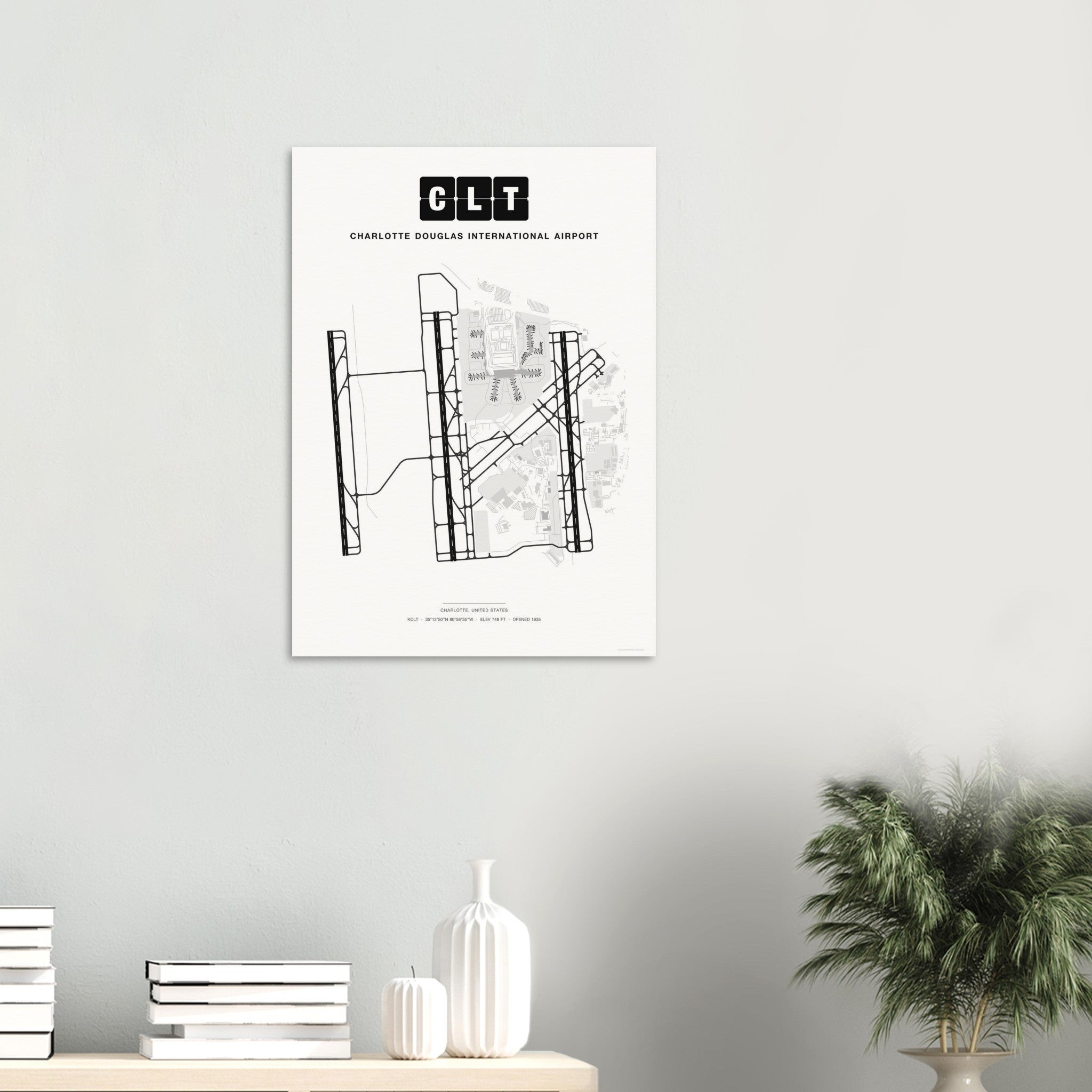 CLT Charlotte Douglas International Airport Map Poster - Classic