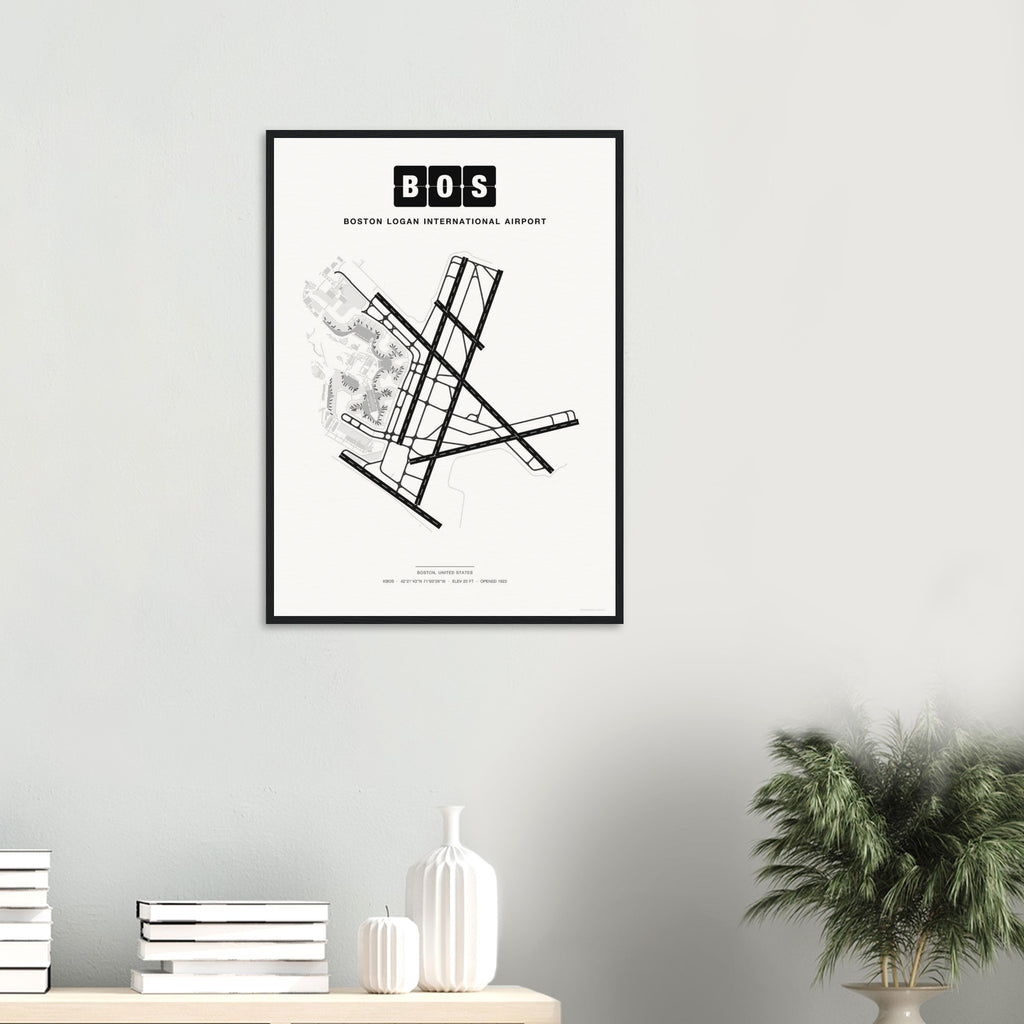 BOS Boston Logan International Airport Map Poster - Classic