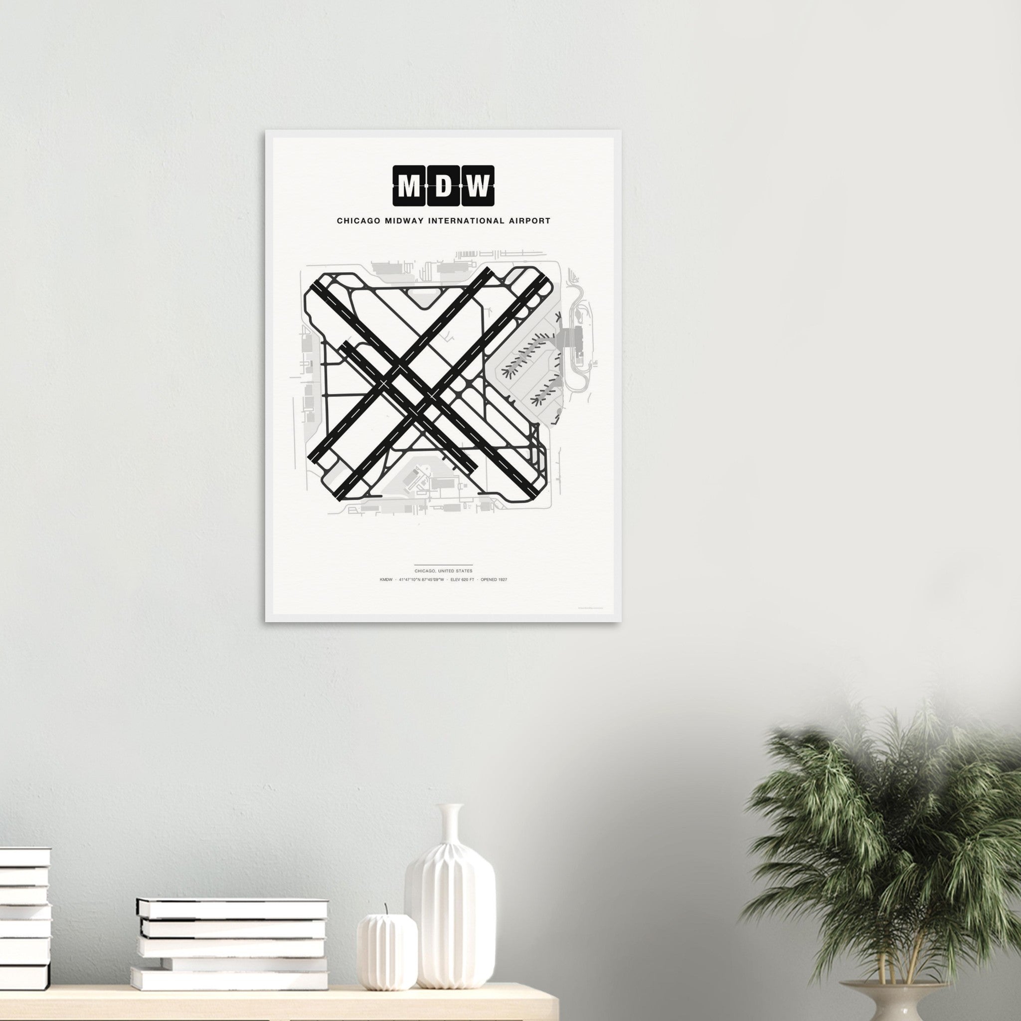 MDW Chicago Midway International Airport Map Poster - Classic
