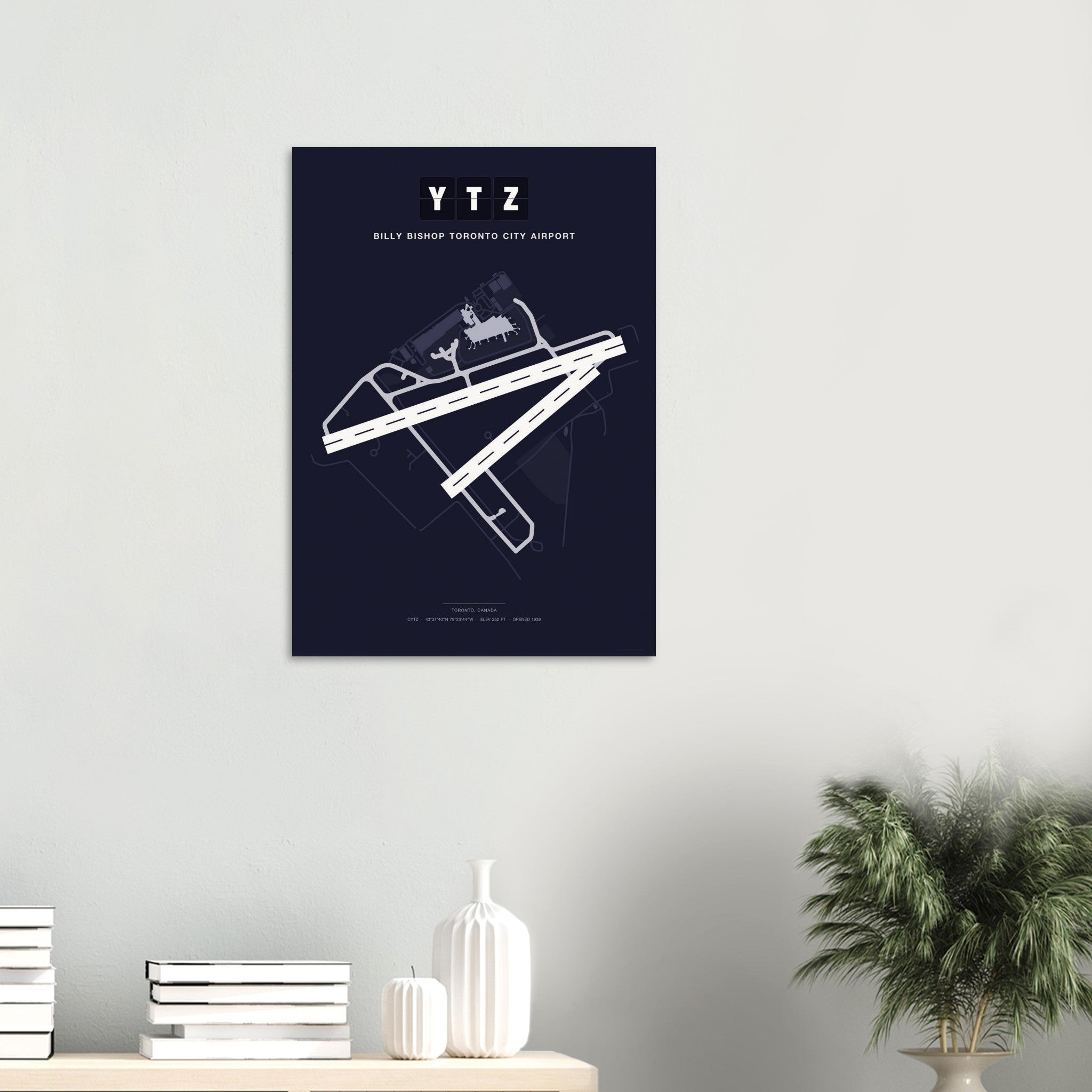 YTZ Billy Bishop Toronto City Airport Map Poster - Dark