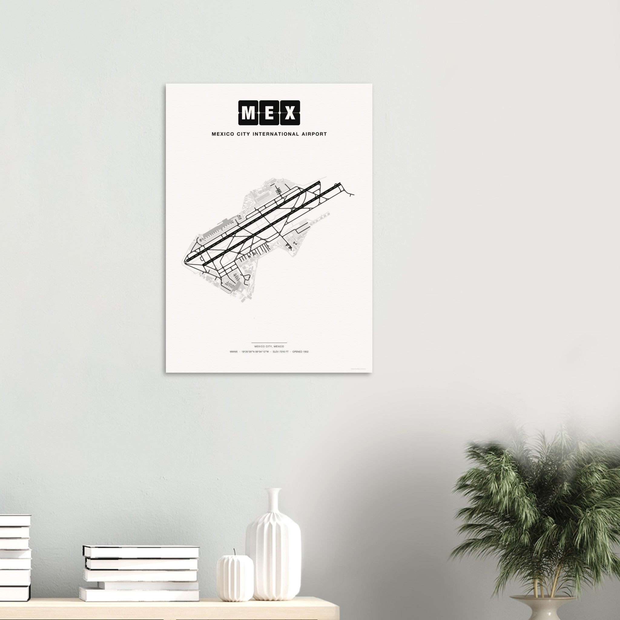 MEX Mexico City International Airport Map Poster - Classic