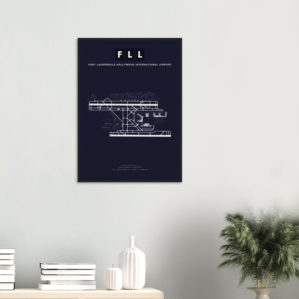 FLL Fort Lauderdale-Hollywood International Airport Map Poster - Dark