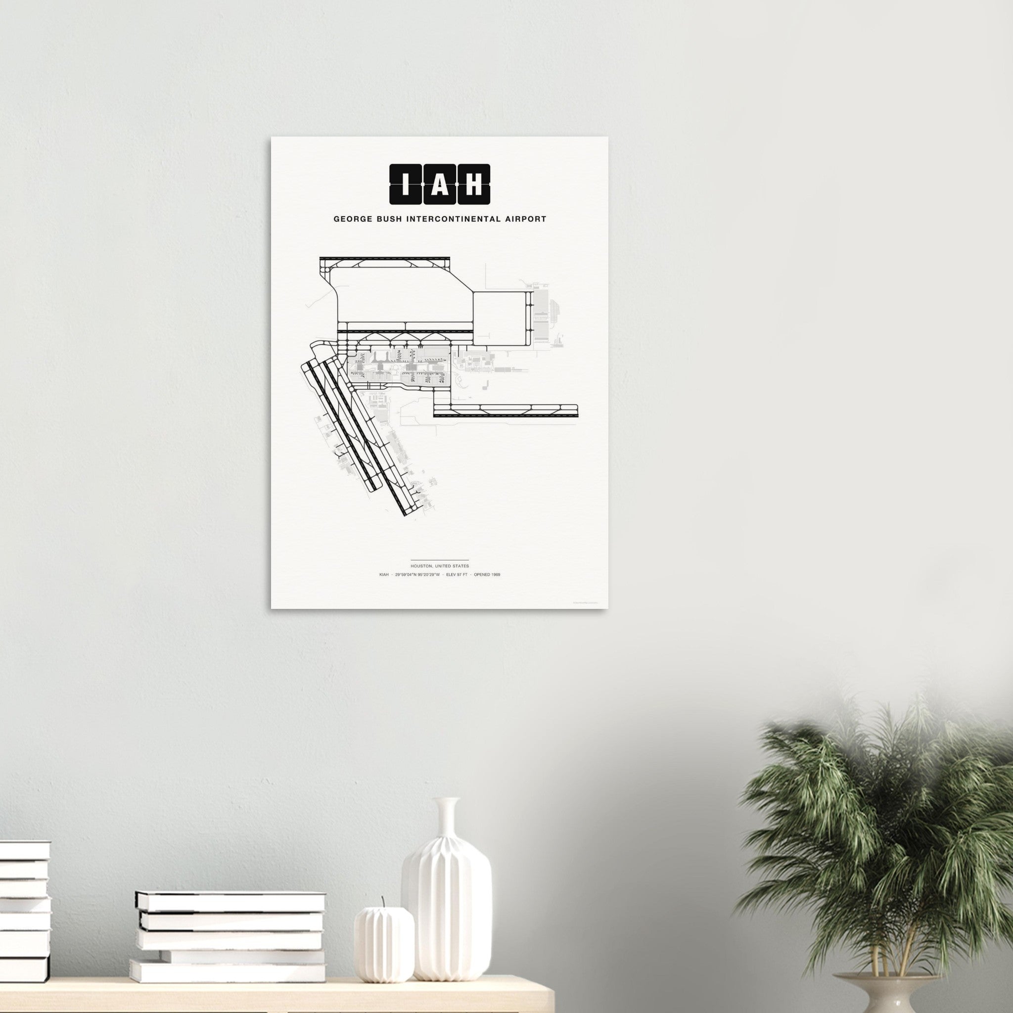 IAH George Bush Intercontinental Airport Map Poster - Classic
