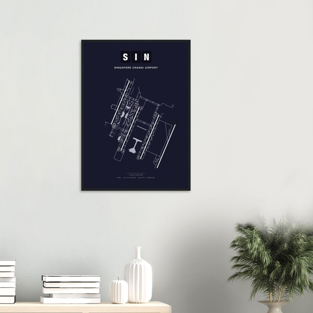 SIN Singapore Changi Airport Map Poster - Dark