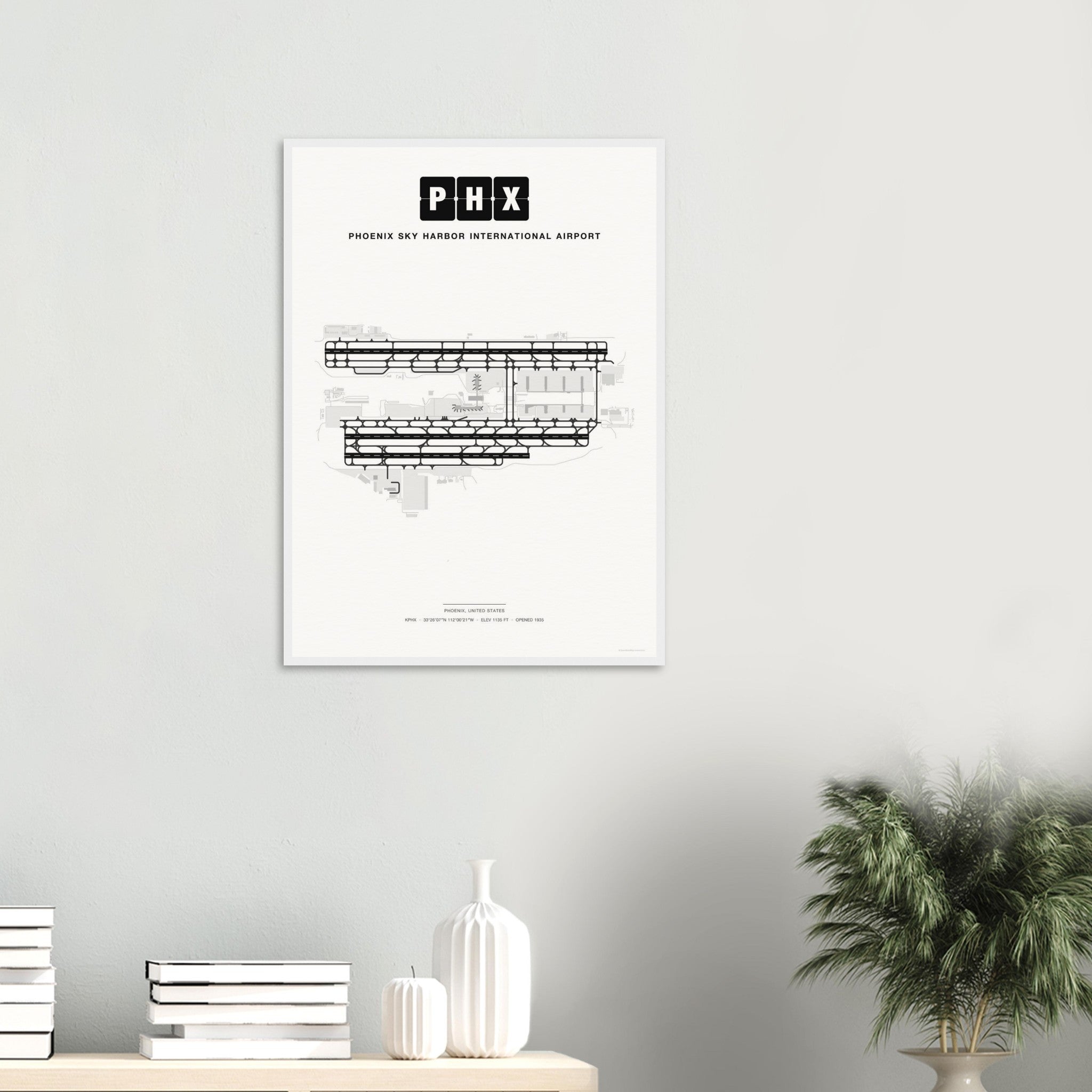 PHX Phoenix Sky Harbor International Airport Map Poster - Classic