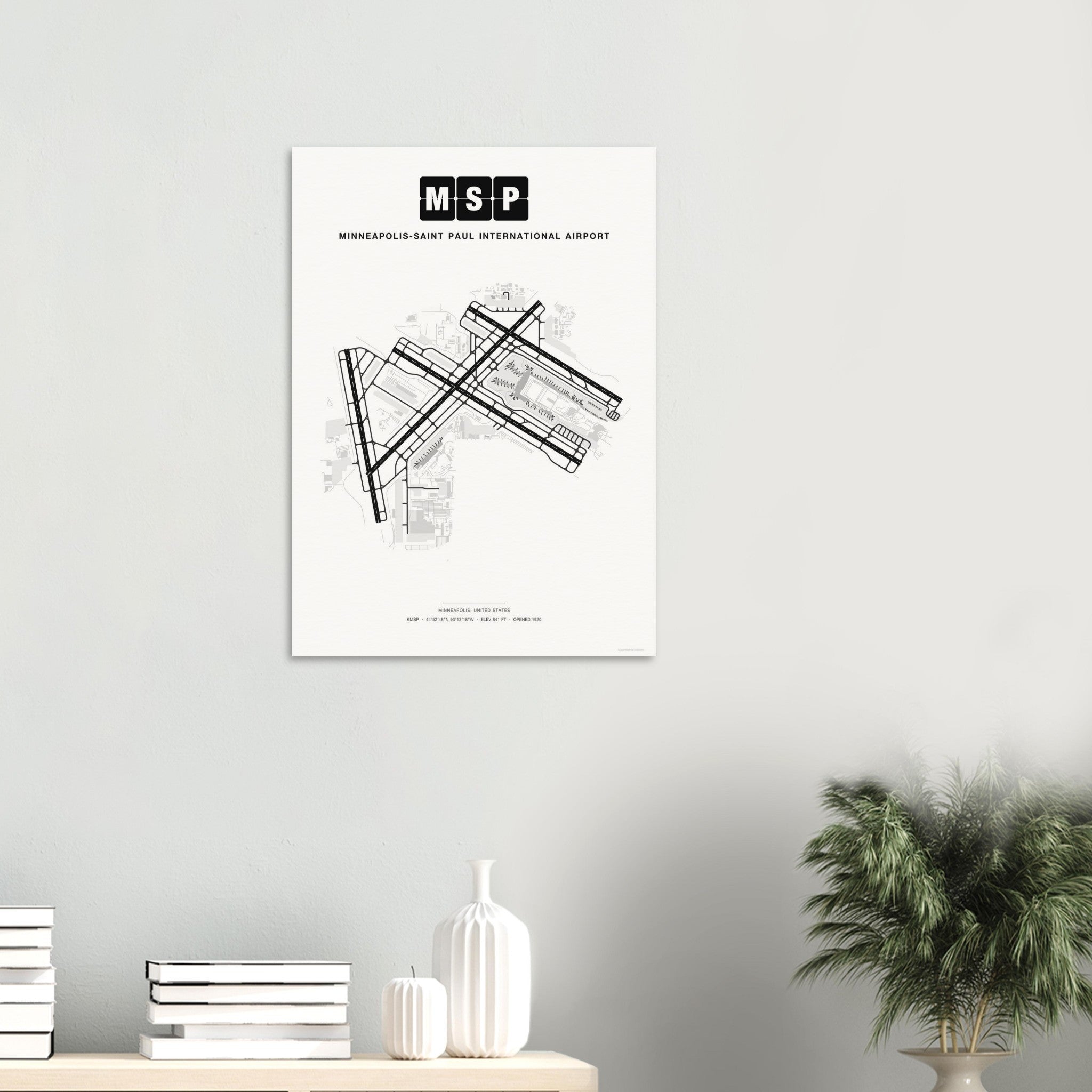 MSP Minneapolis-Saint Paul International Airport Map Poster - Classic