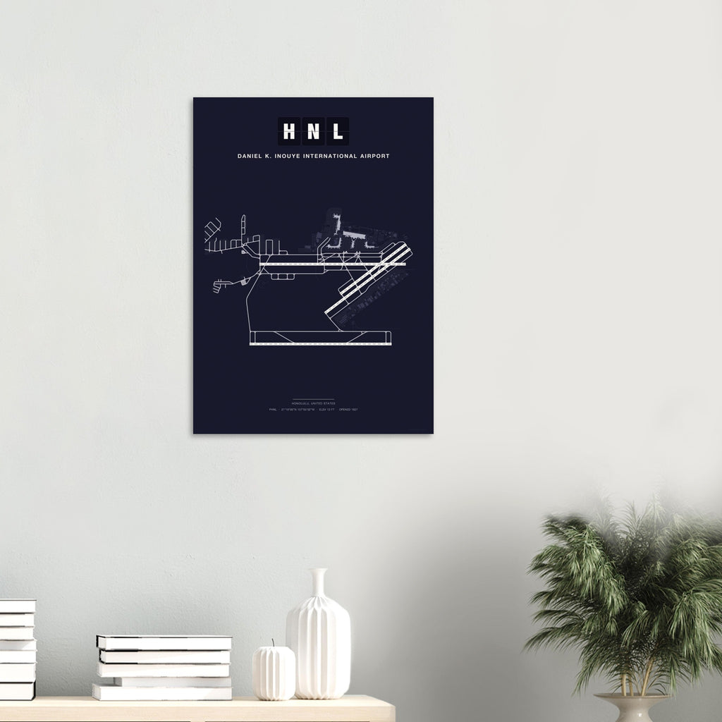 HNL Daniel K. Inouye International Airport Map Poster - Dark