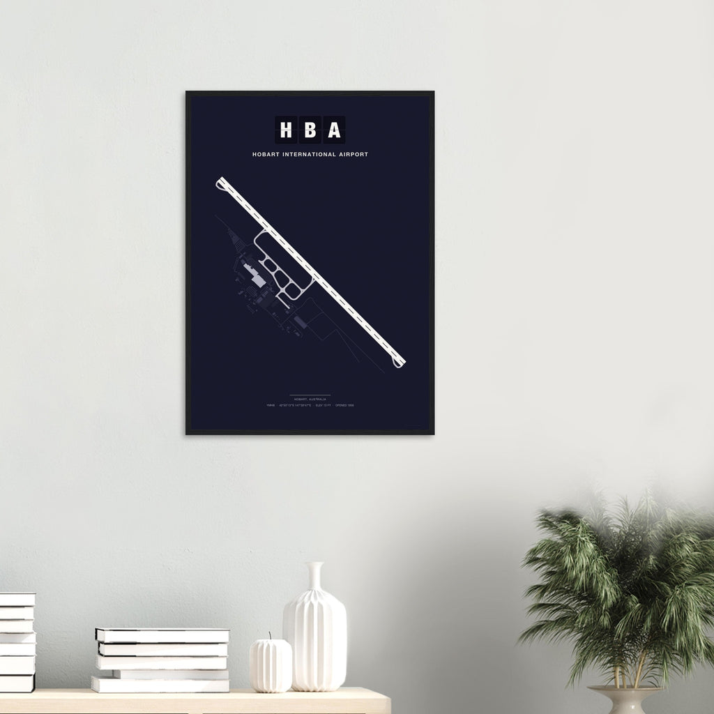 HBA Hobart International Airport Map Poster - Dark