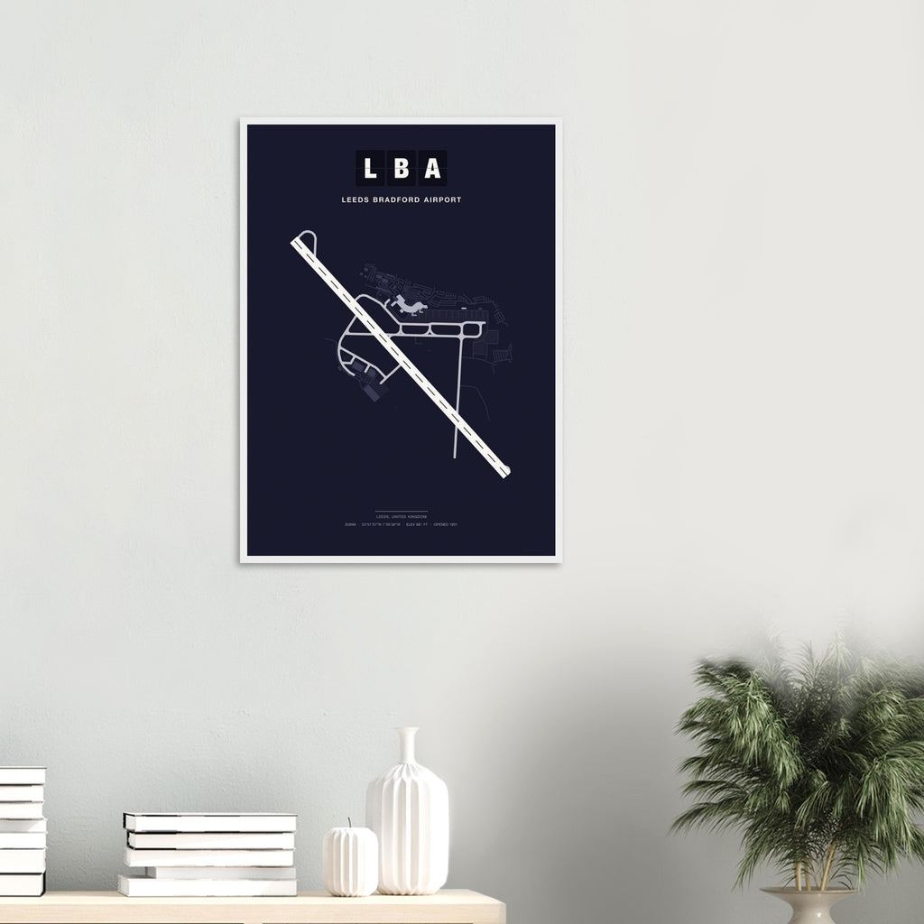 LBA Leeds Bradford Airport Map Poster - Dark