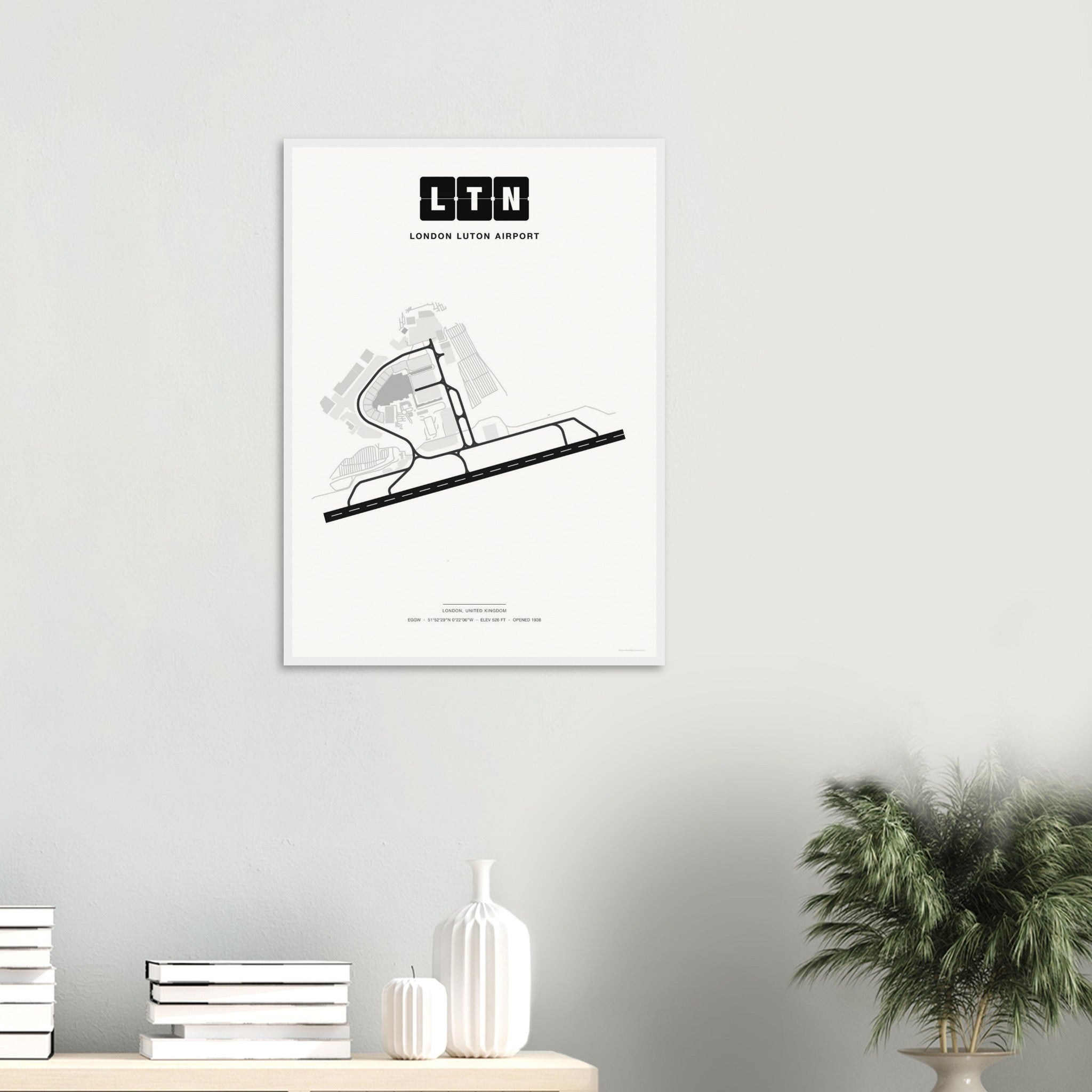 LTN London Luton Airport Map Poster - Classic