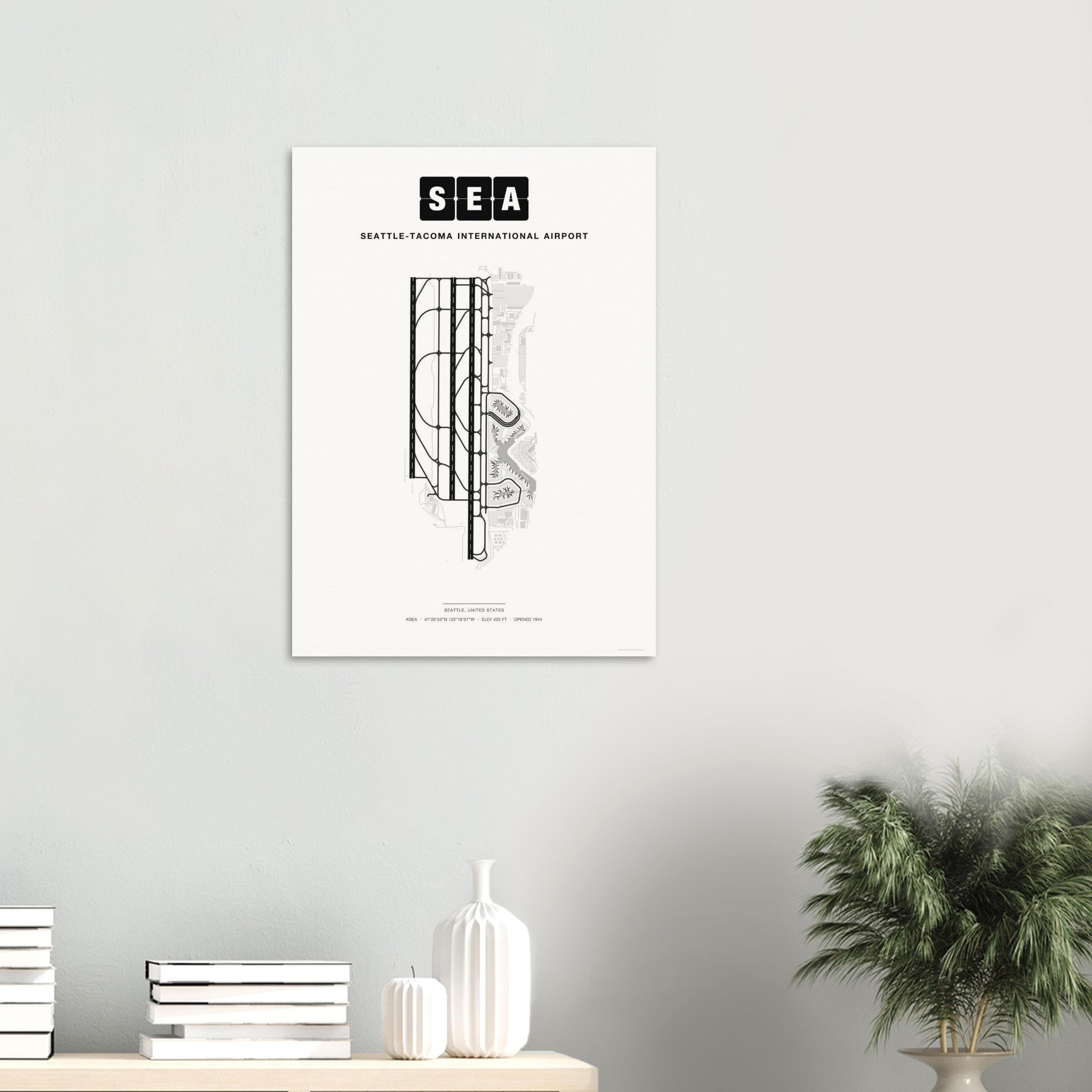 SEA Seattle-Tacoma International Airport Map Poster - Classic