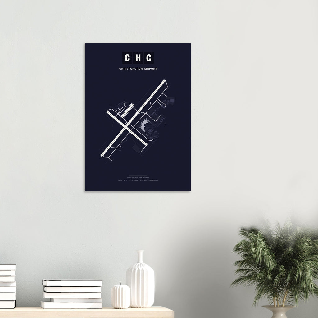CHC Christchurch Airport Map Poster - Dark