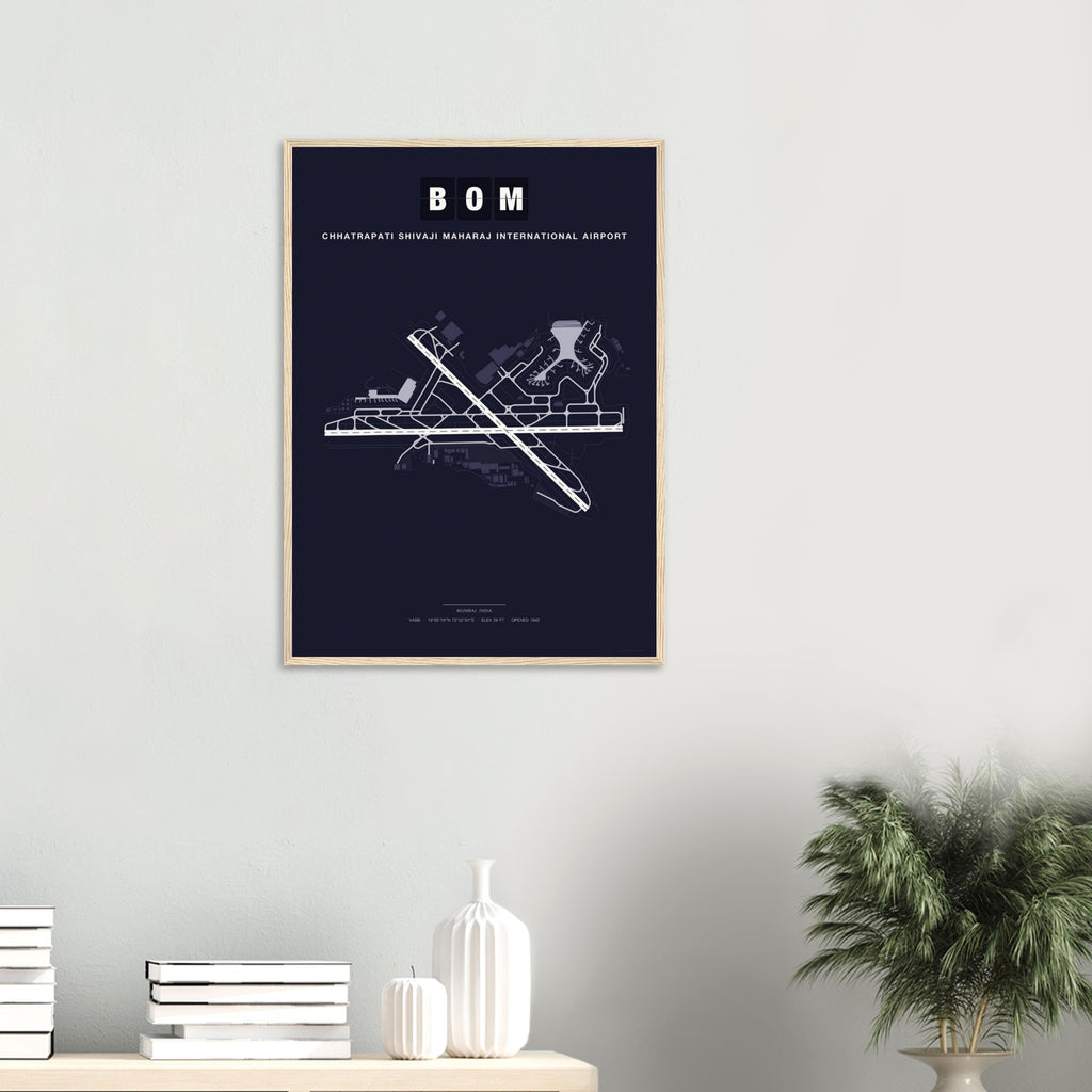 BOM Chhatrapati Shivaji Maharaj International Airport Map Poster - Dark