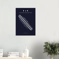 SJC San José Mineta International Airport Map Poster - Dark