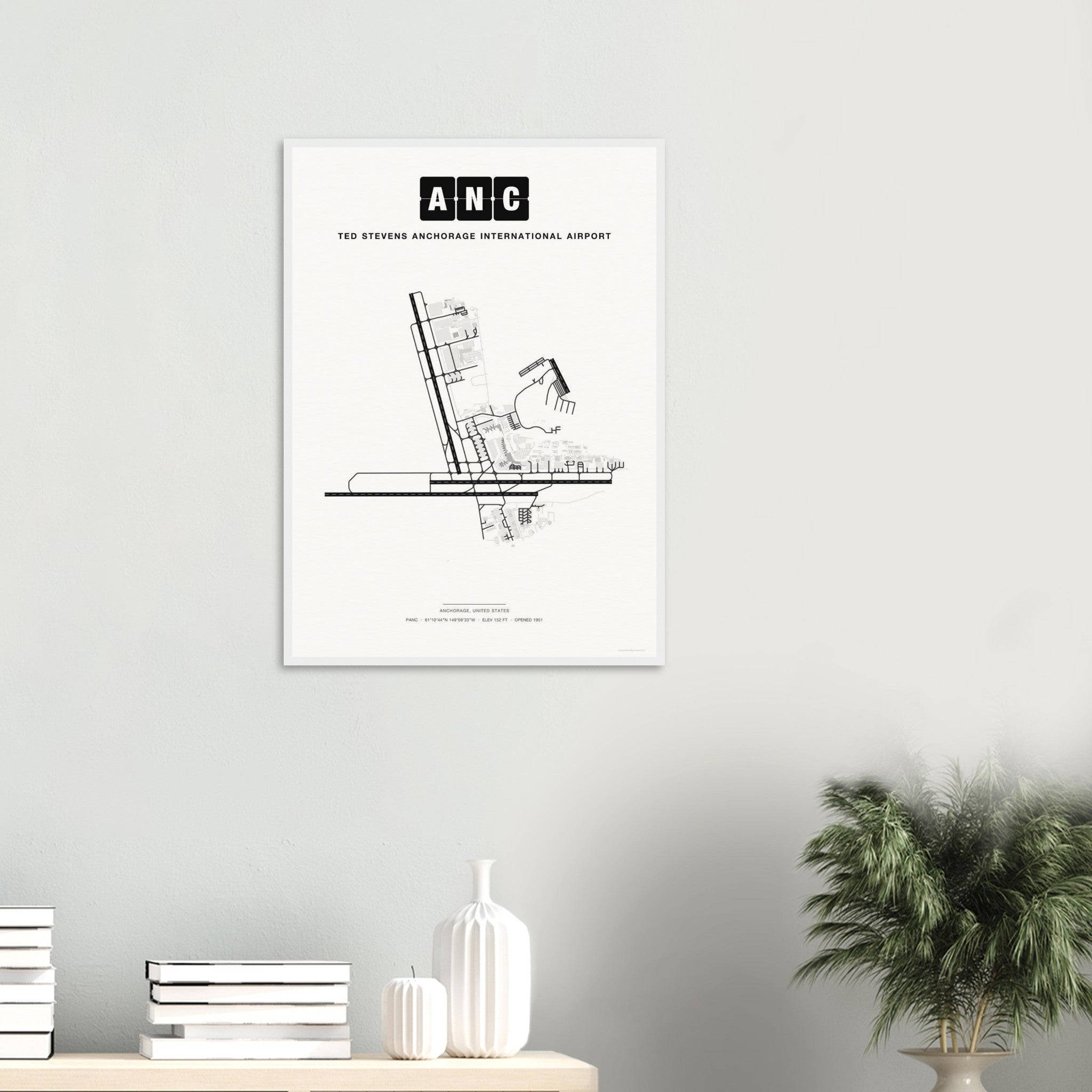 ANC Ted Stevens Anchorage International Airport Map Poster - Classic