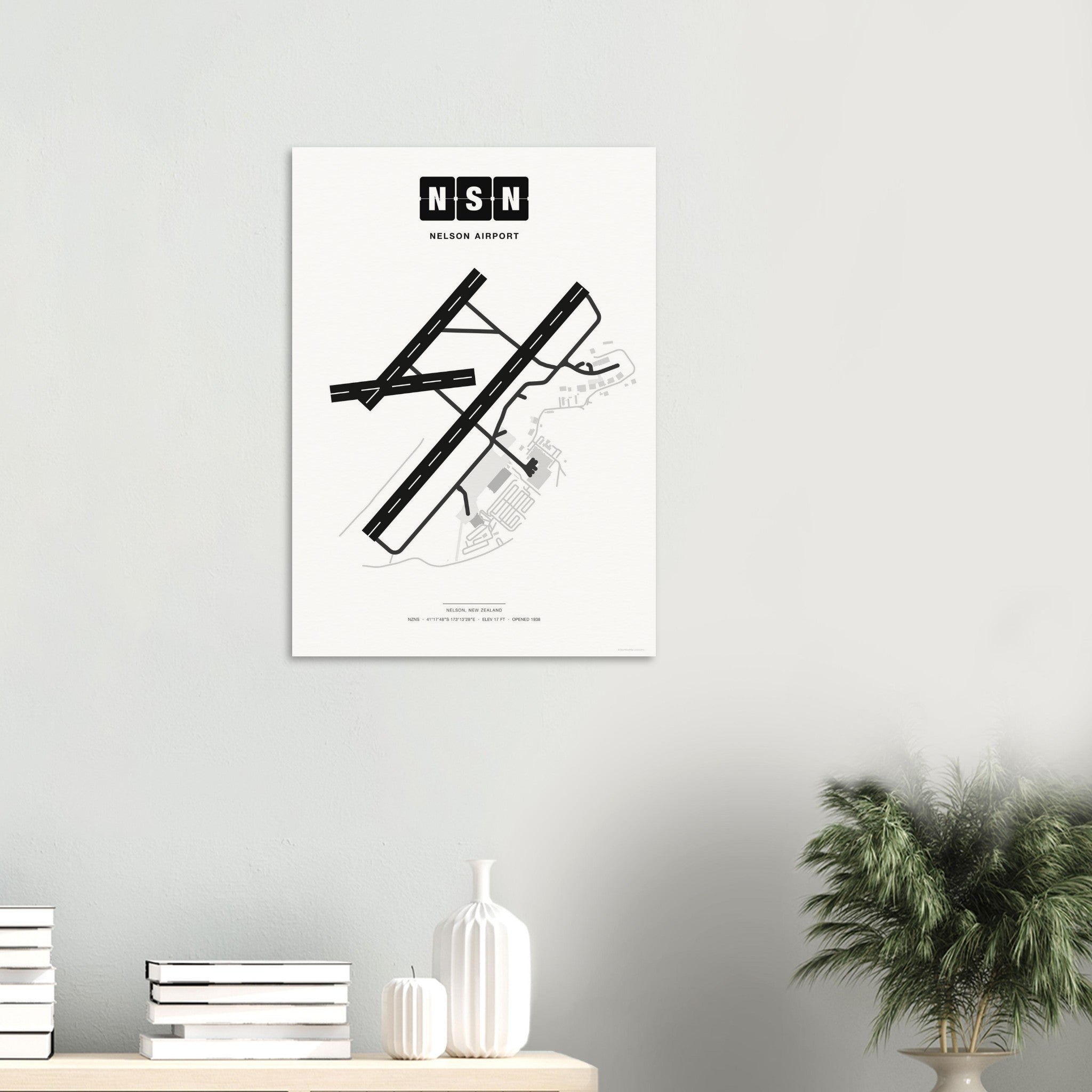 NSN Nelson Airport Map Poster - Classic