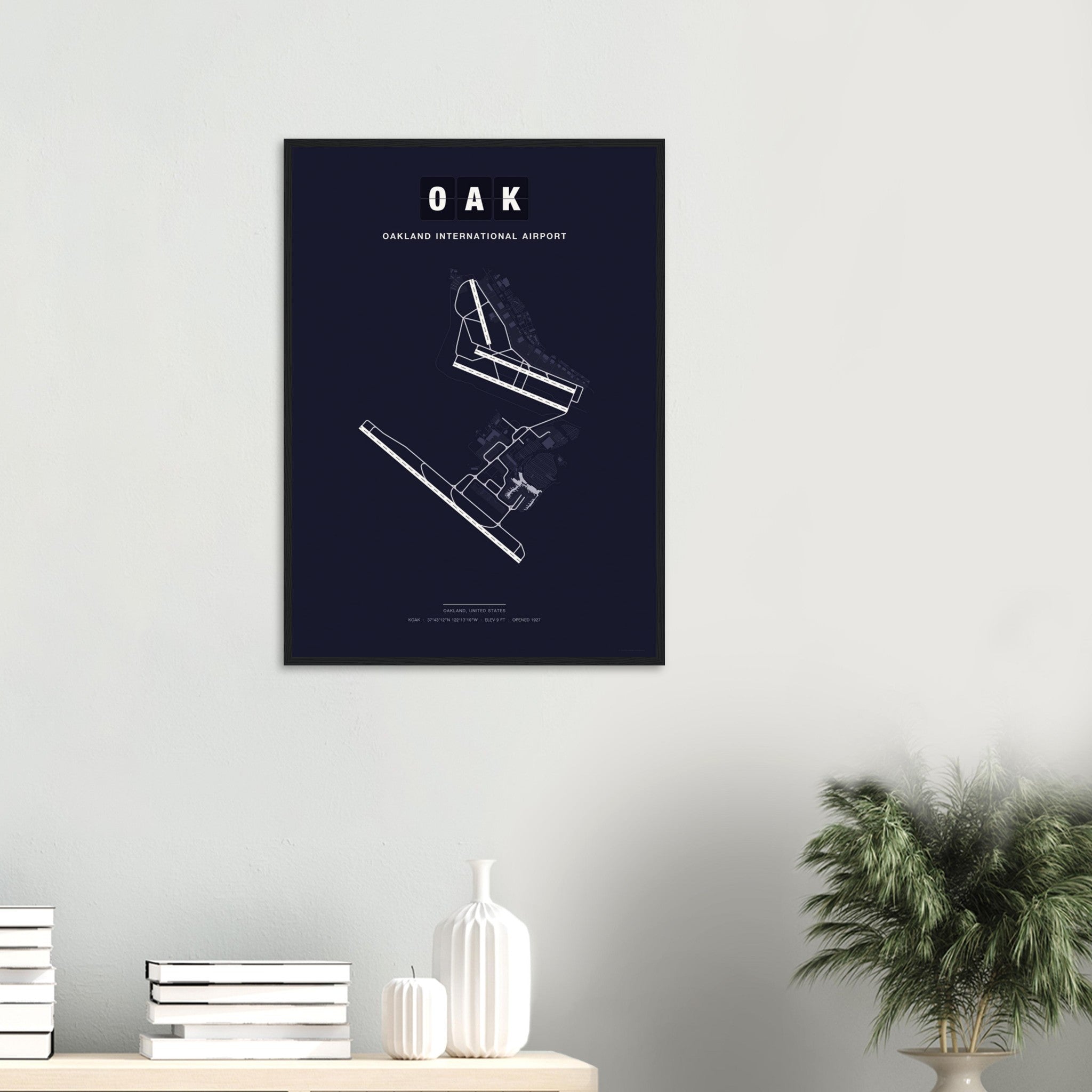 OAK Oakland International Airport Map Poster - Dark
