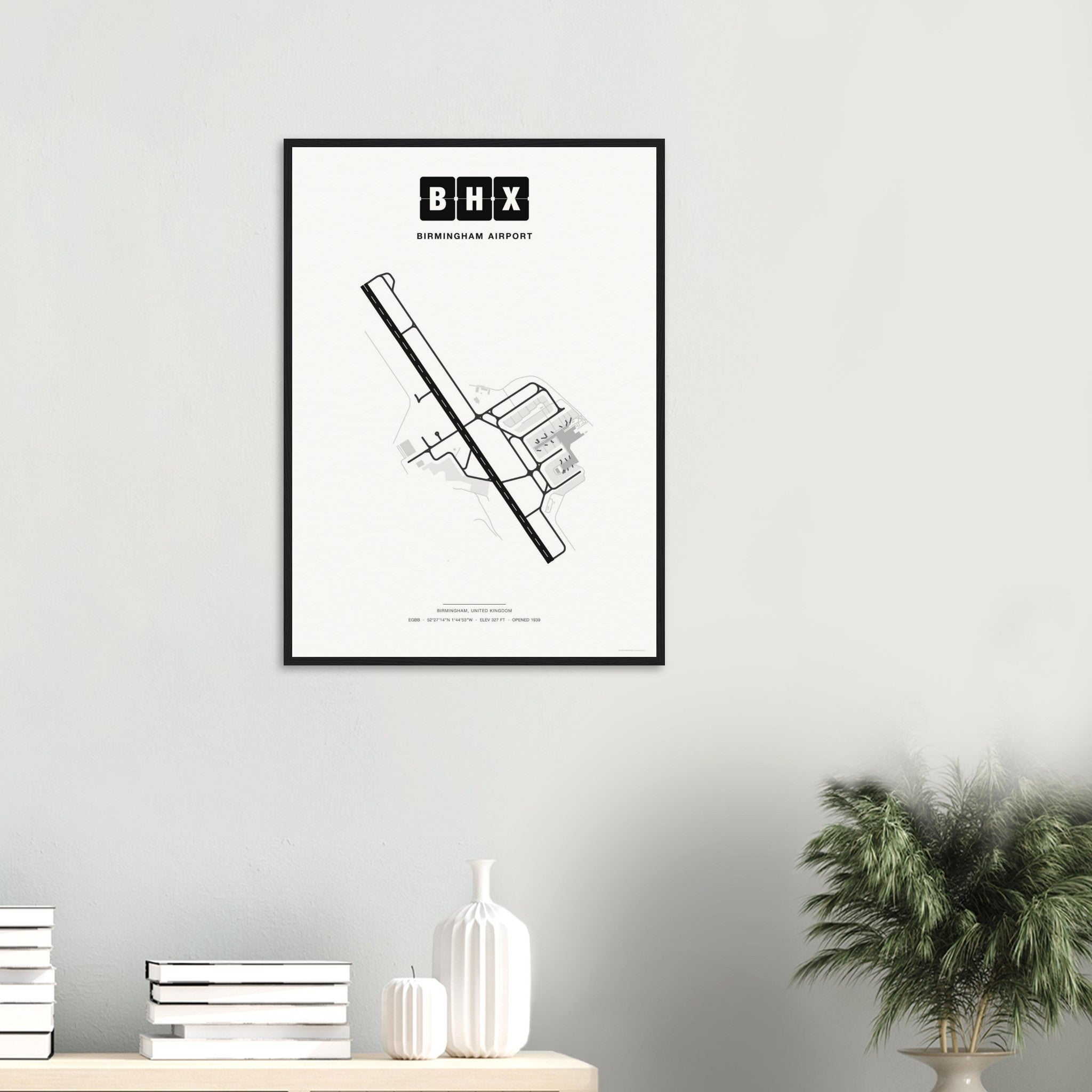 BHX Birmingham Airport Map Poster - Classic