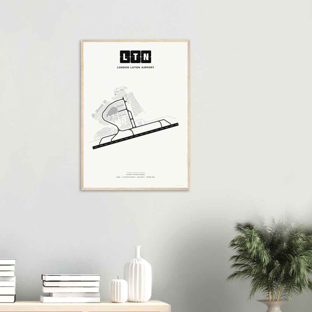 LTN London Luton Airport Map Poster - Classic