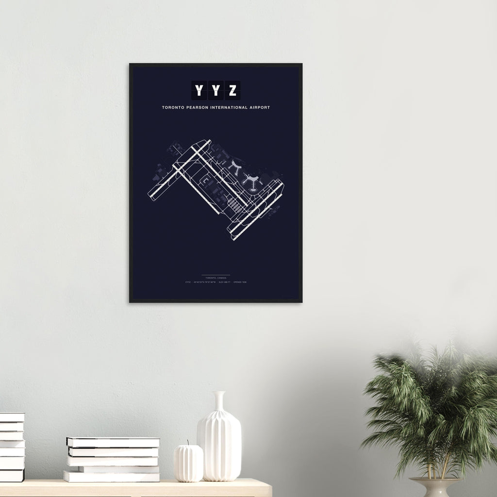 YYZ Toronto Pearson International Airport Map Poster - Dark