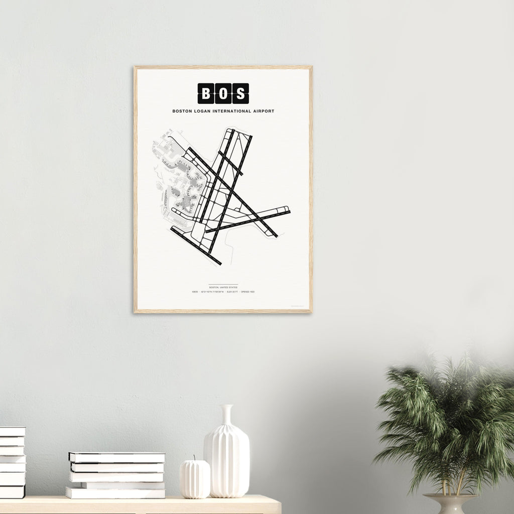 BOS Boston Logan International Airport Map Poster - Classic